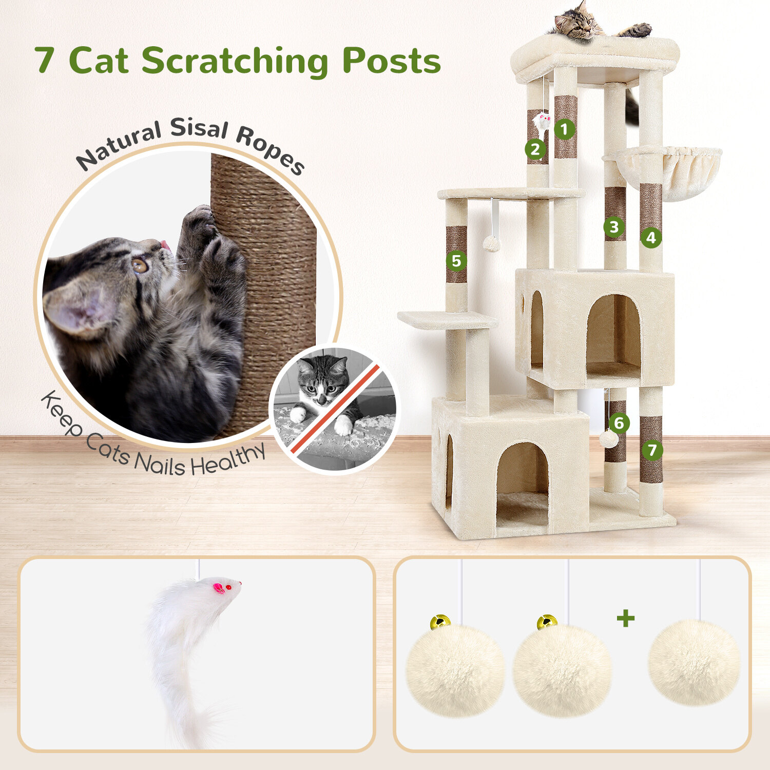 globlazer-f61-arbre-chat-beige-61-pouces-robuste image 6