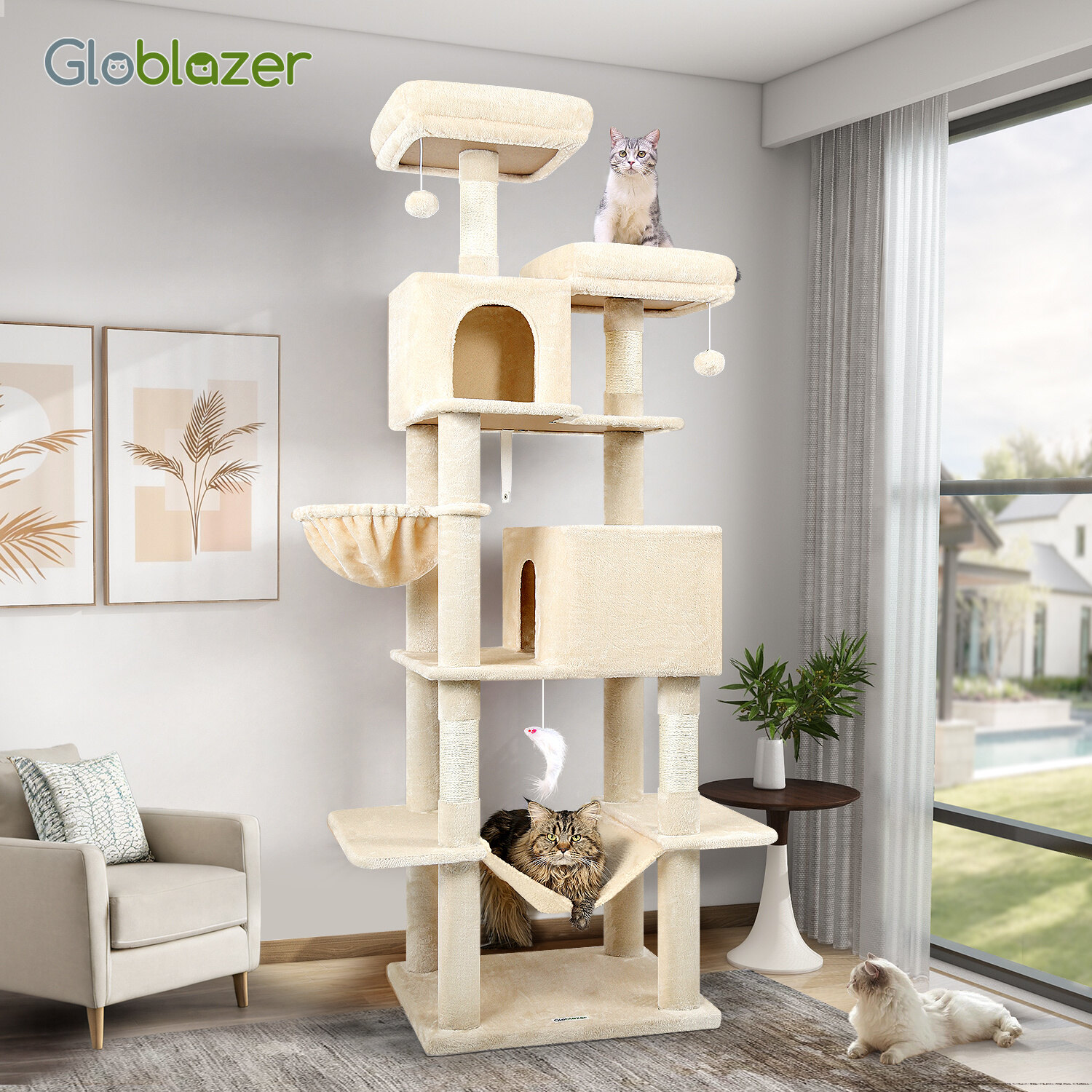globlazer-f76-arbre-chat-76-pouces-beige-grand image 8