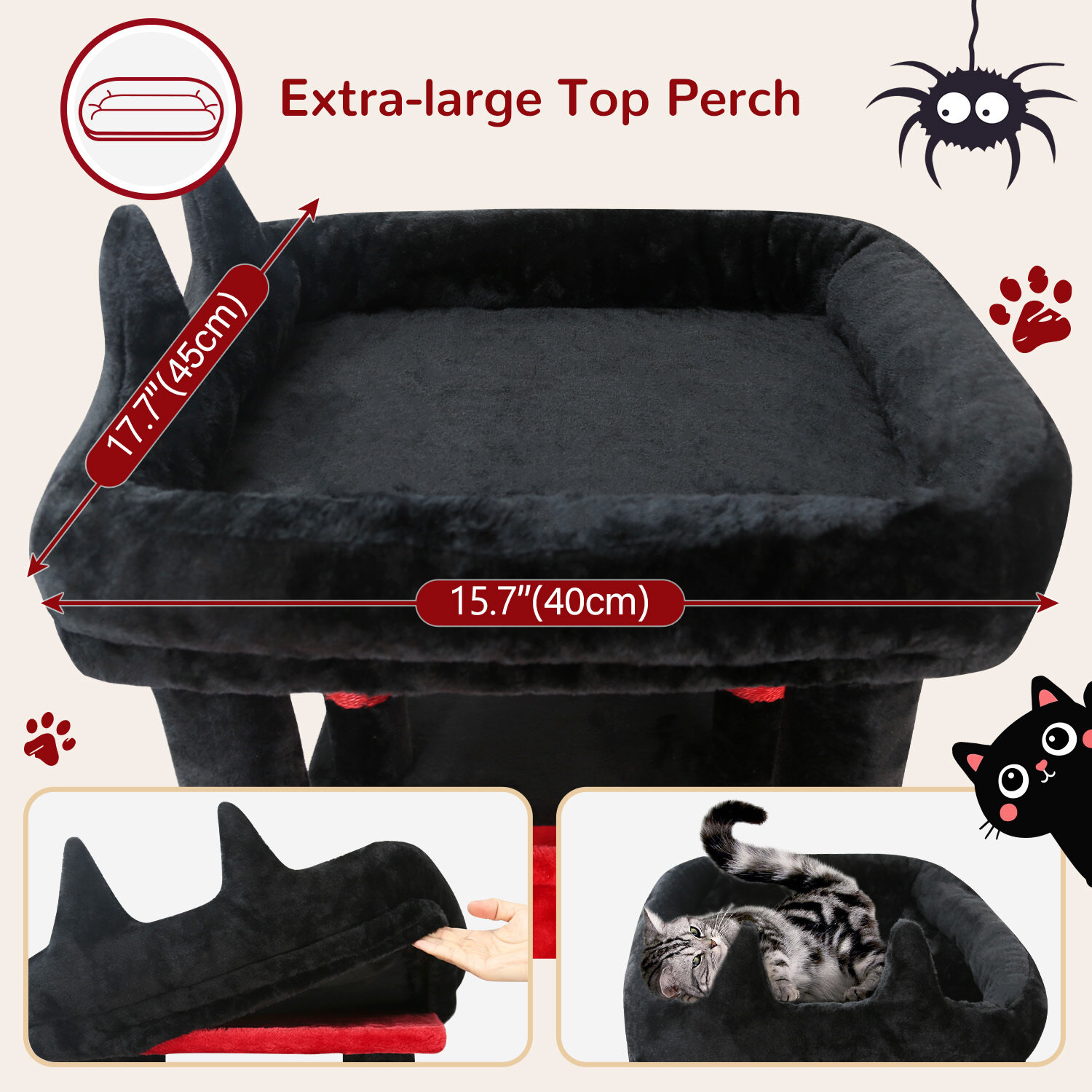 globlazer-f61-arbre-chat-rouge-noir-61-pouces-robuste image 7