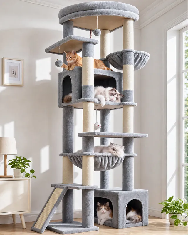 globlazer-f-series-f76e-arbre-chat-gris-clair-76-pouces image 1