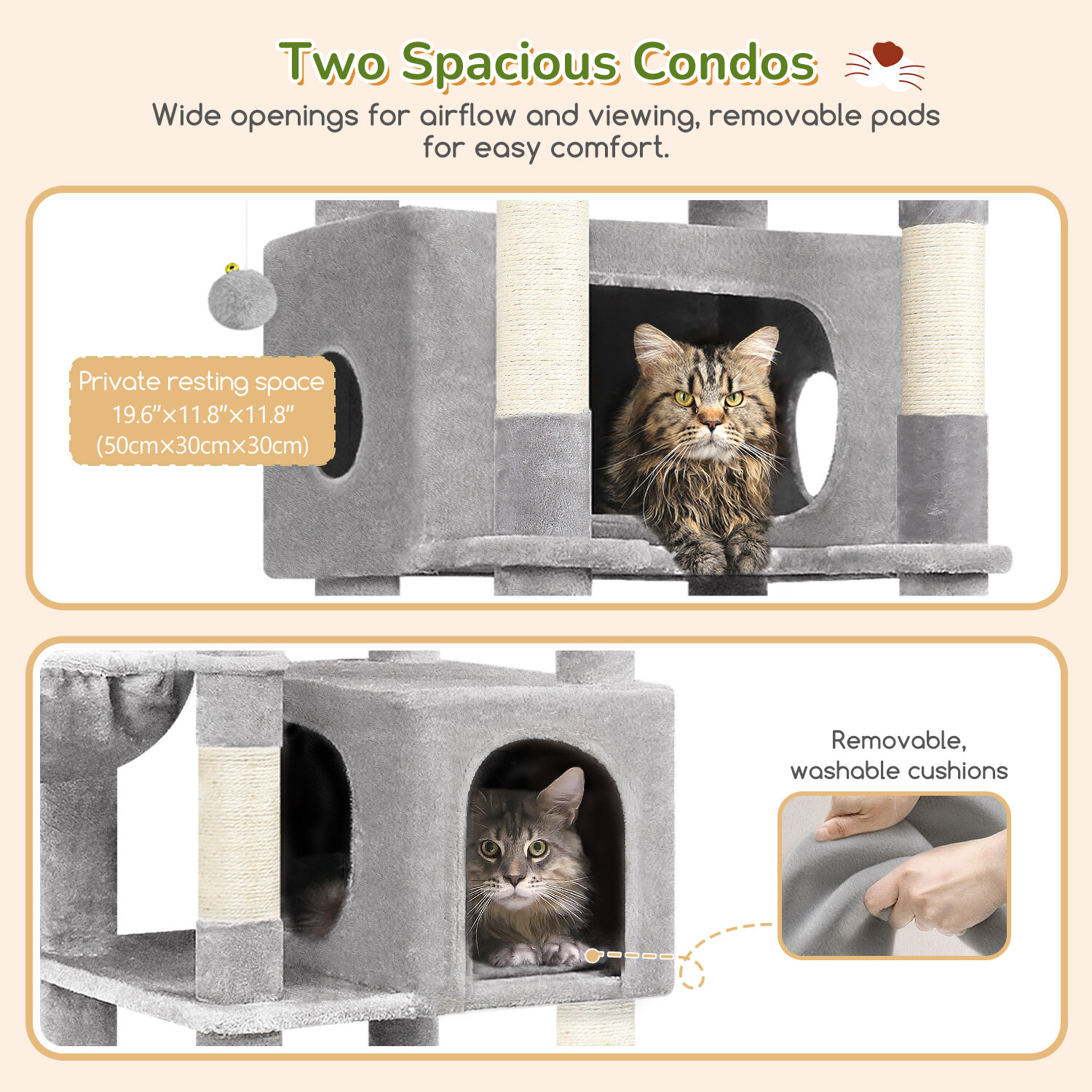 globlazer-s-series-s74-arbre-chat-gris-clair-74-pouces-grand image 4