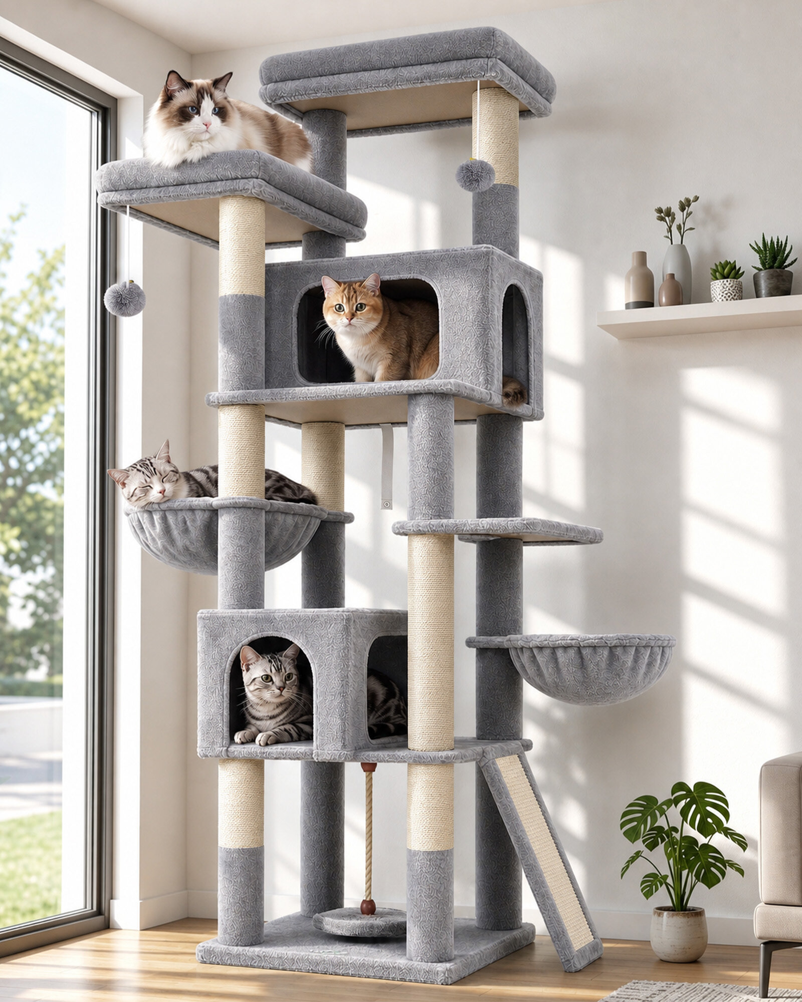 globlazer-f-series-f75b-arbre-chat-gris-clair-190-cm image 1
