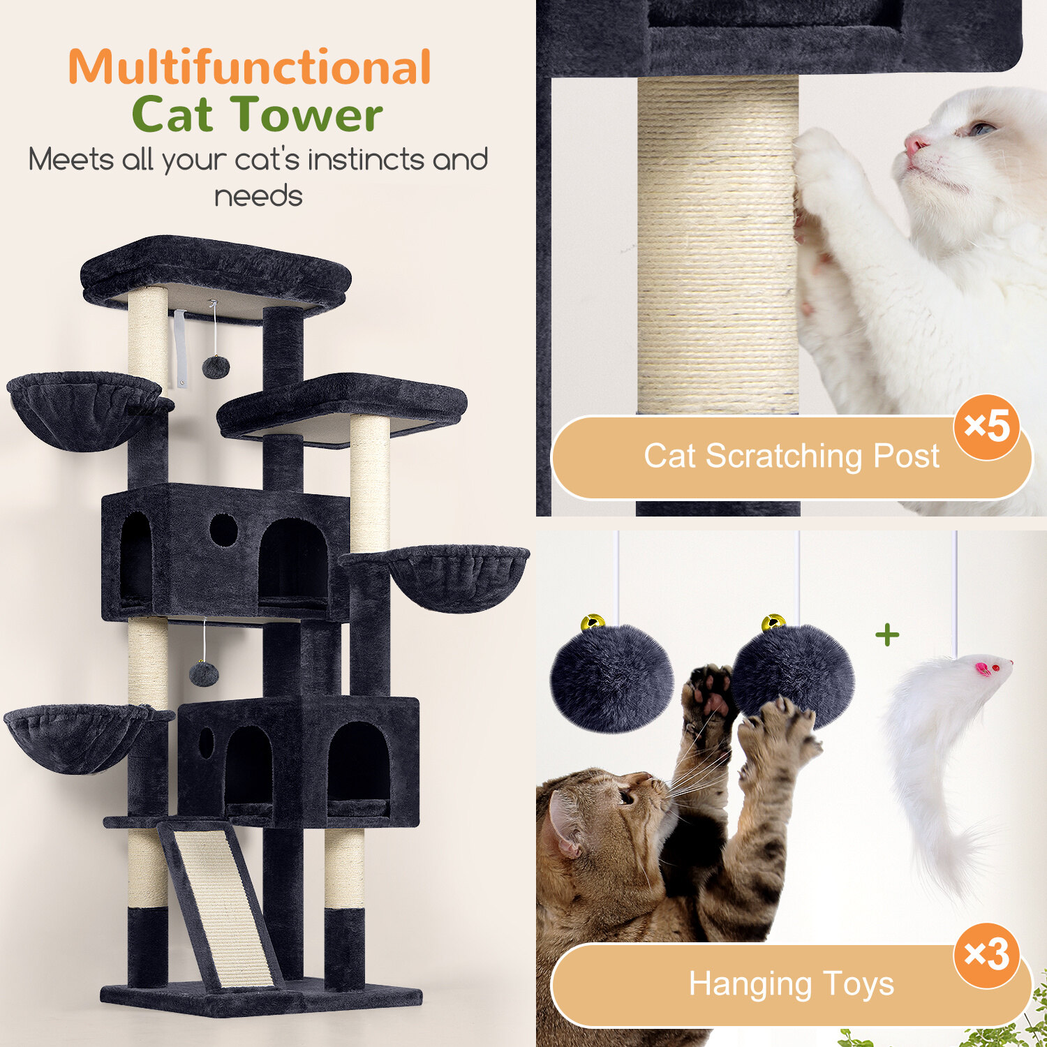 globlazer-f-series-f72g-arbre-chat-gris-fonc-183-cm image 7
