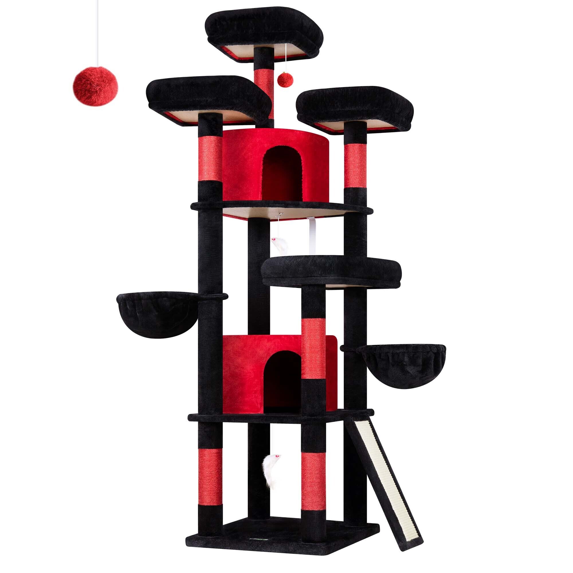 globlazer-f80h-arbre-chat-rouge-noir-80-pouces-grand image 2