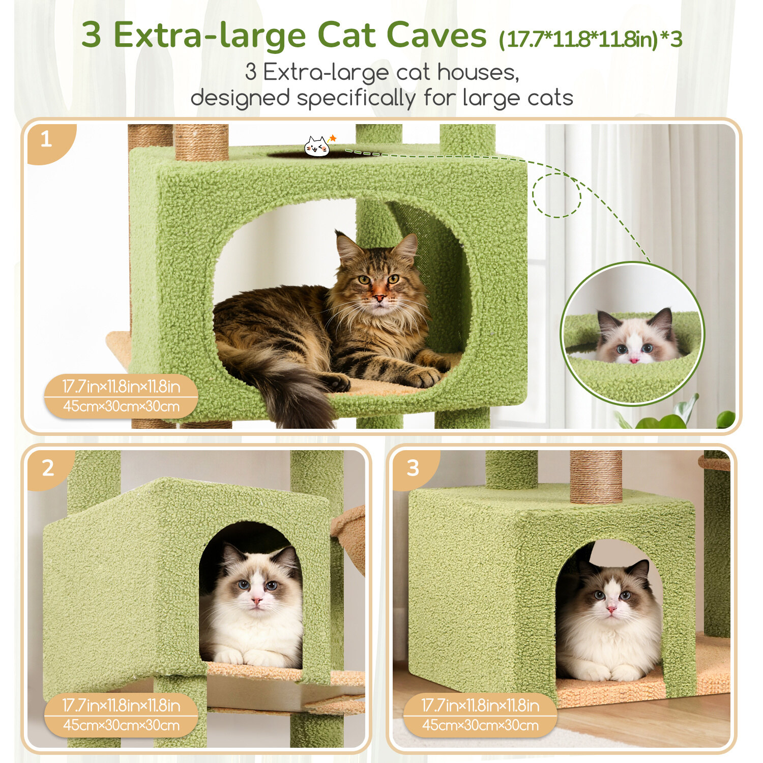 globlazer-s-series-s80-arbre-chat-vert-cactus-80-pouces image 3