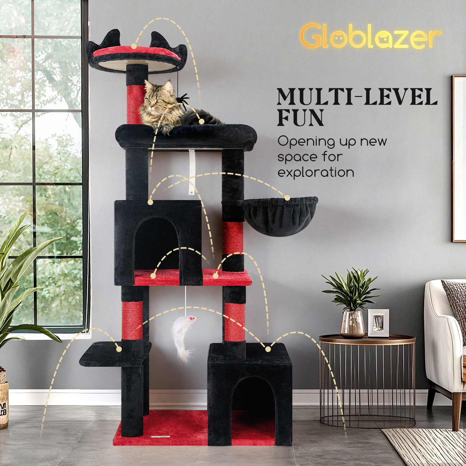 globlazer-f62-arbre-chat-noir-62-pouces-gothique image 3