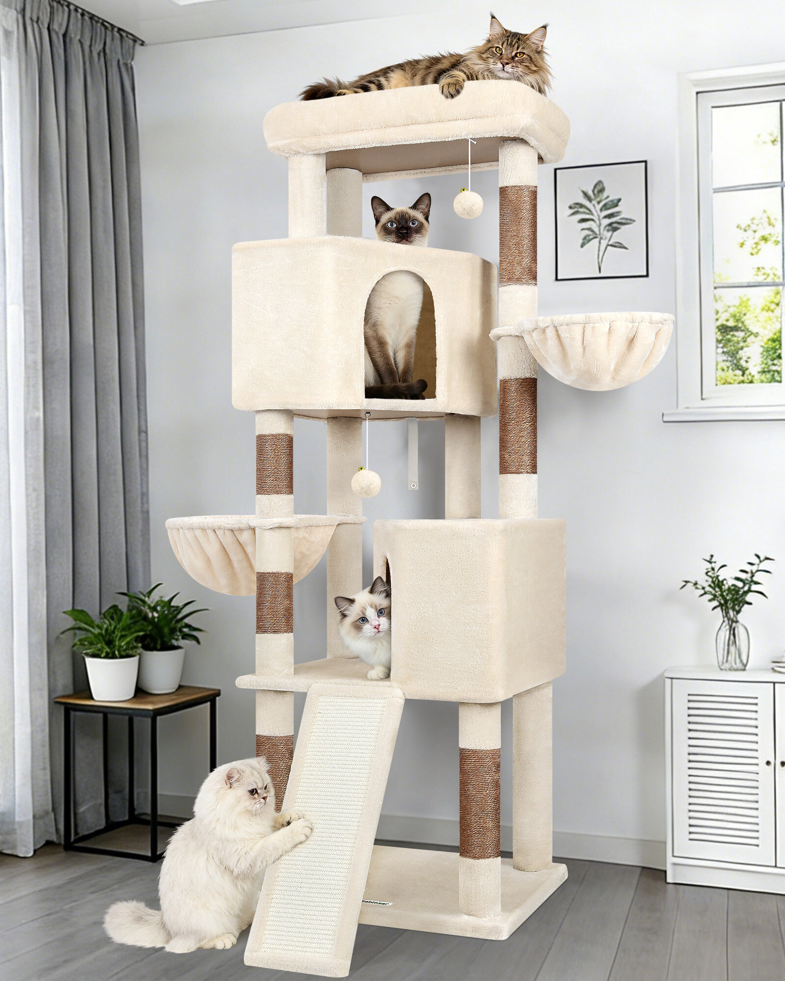 globlazer-s-series-s69b-arbre-chat-beige-175-cm-grand image 1