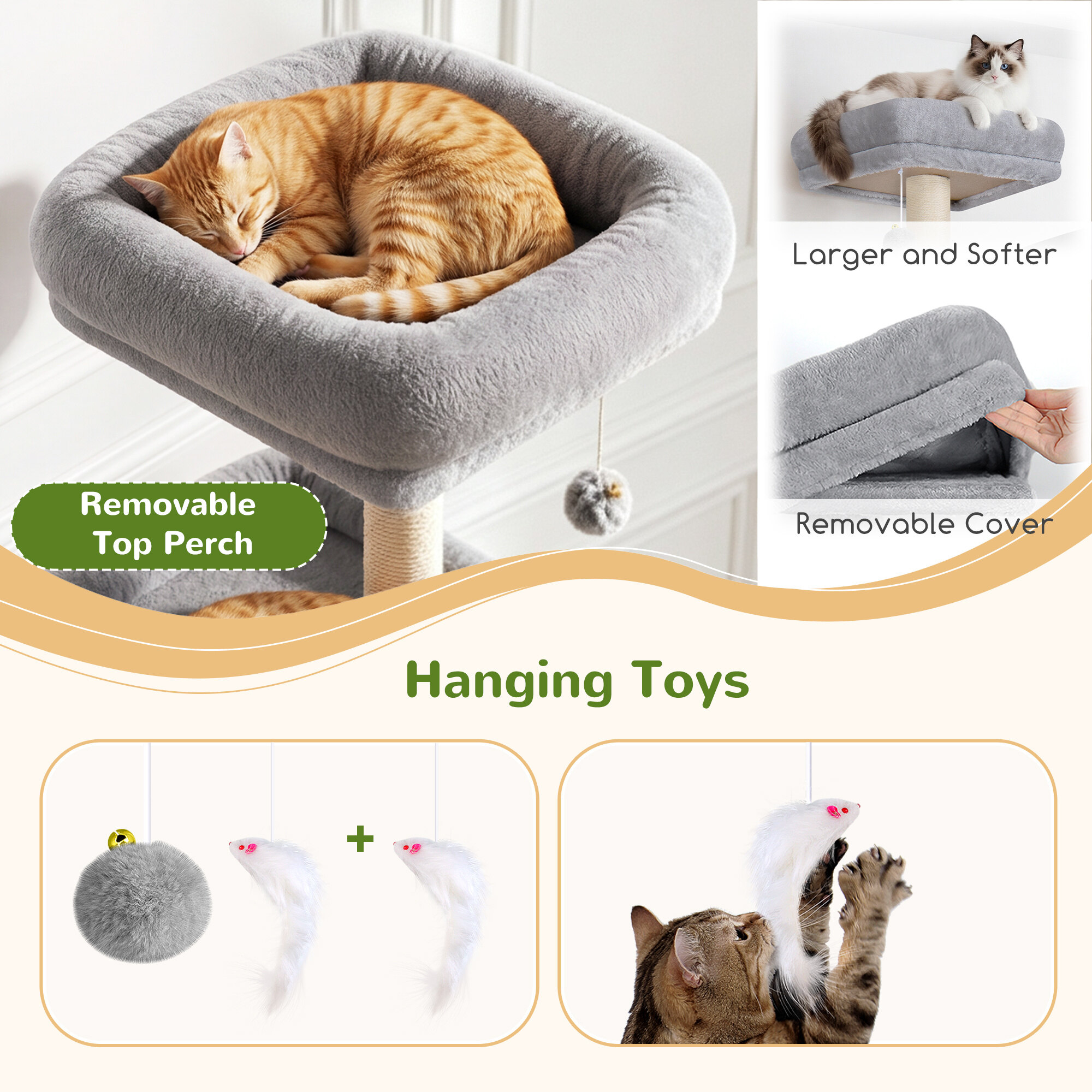 globlazer-f74-arbre-chat-74-pouces-gris-clair-robuste image 7