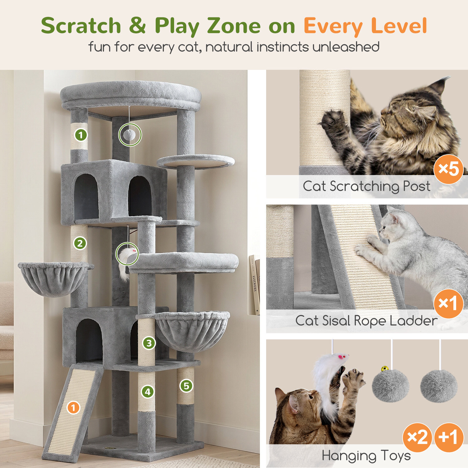 globlazer-c74-arbre-chat-gris-clair-74-pouces image 7