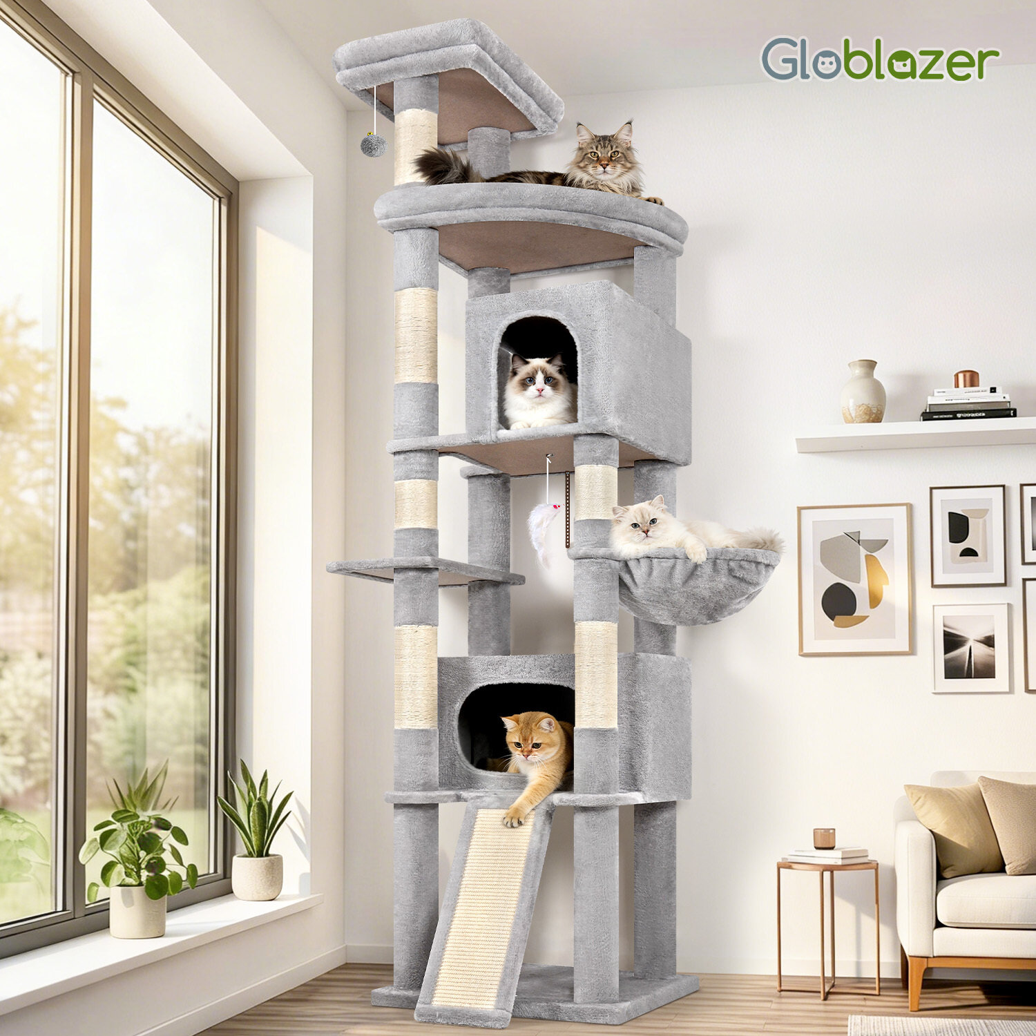 globlazer-f84b-arbre-chat-gris-clair-84-pouces-grand-xxl image 8