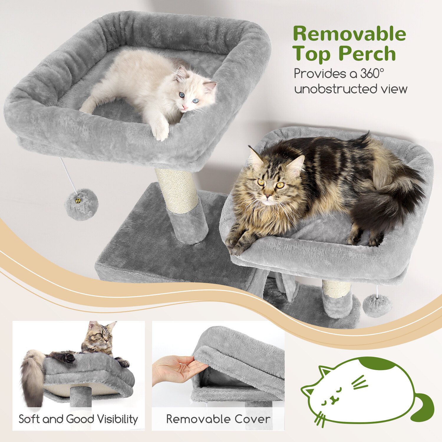 globlazer-f-series-f71-arbre-chat-gris-clair-71-pouces-griffoir image 3