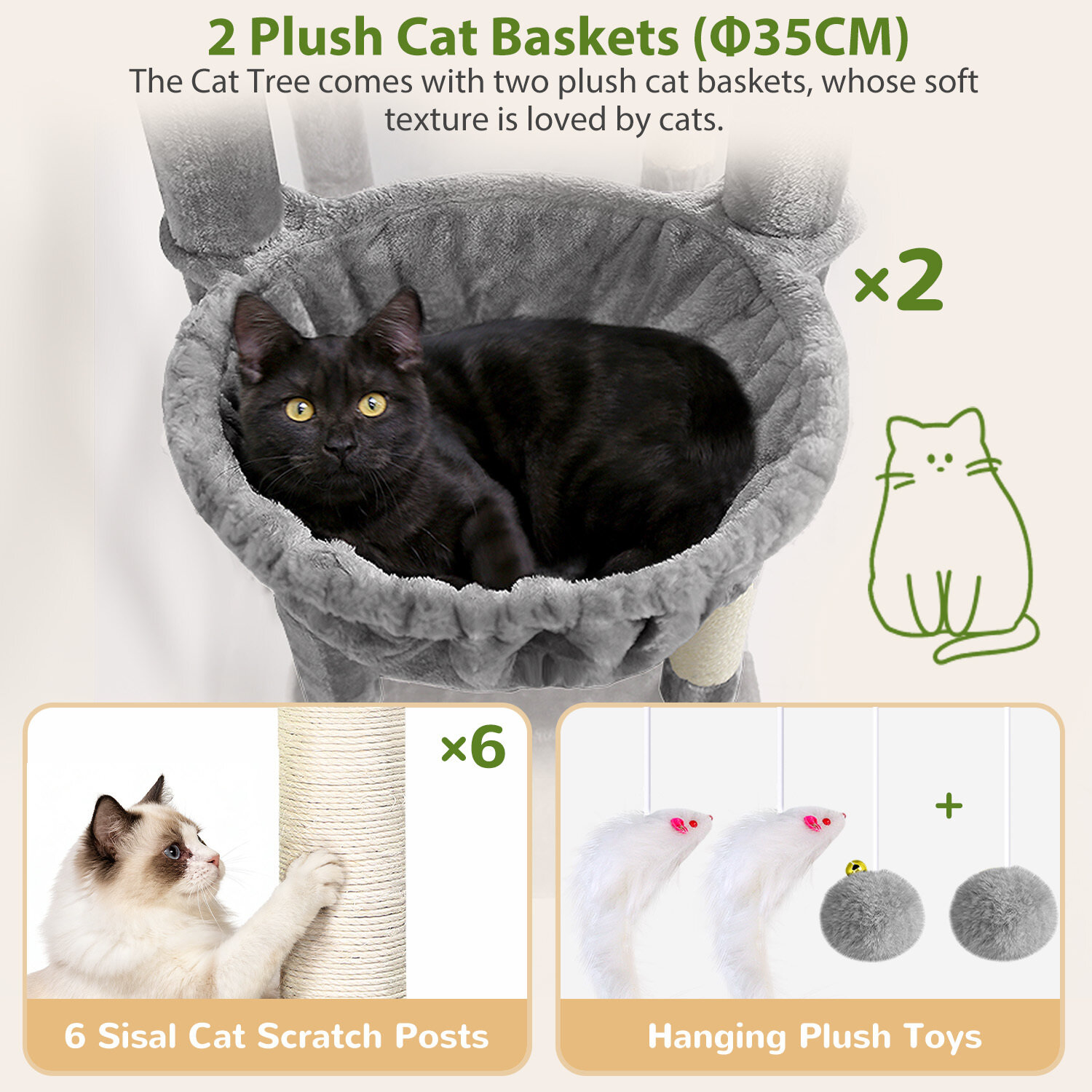globlazer-s-series-s75-arbre-chat-gris-clair-75-pouces image 5