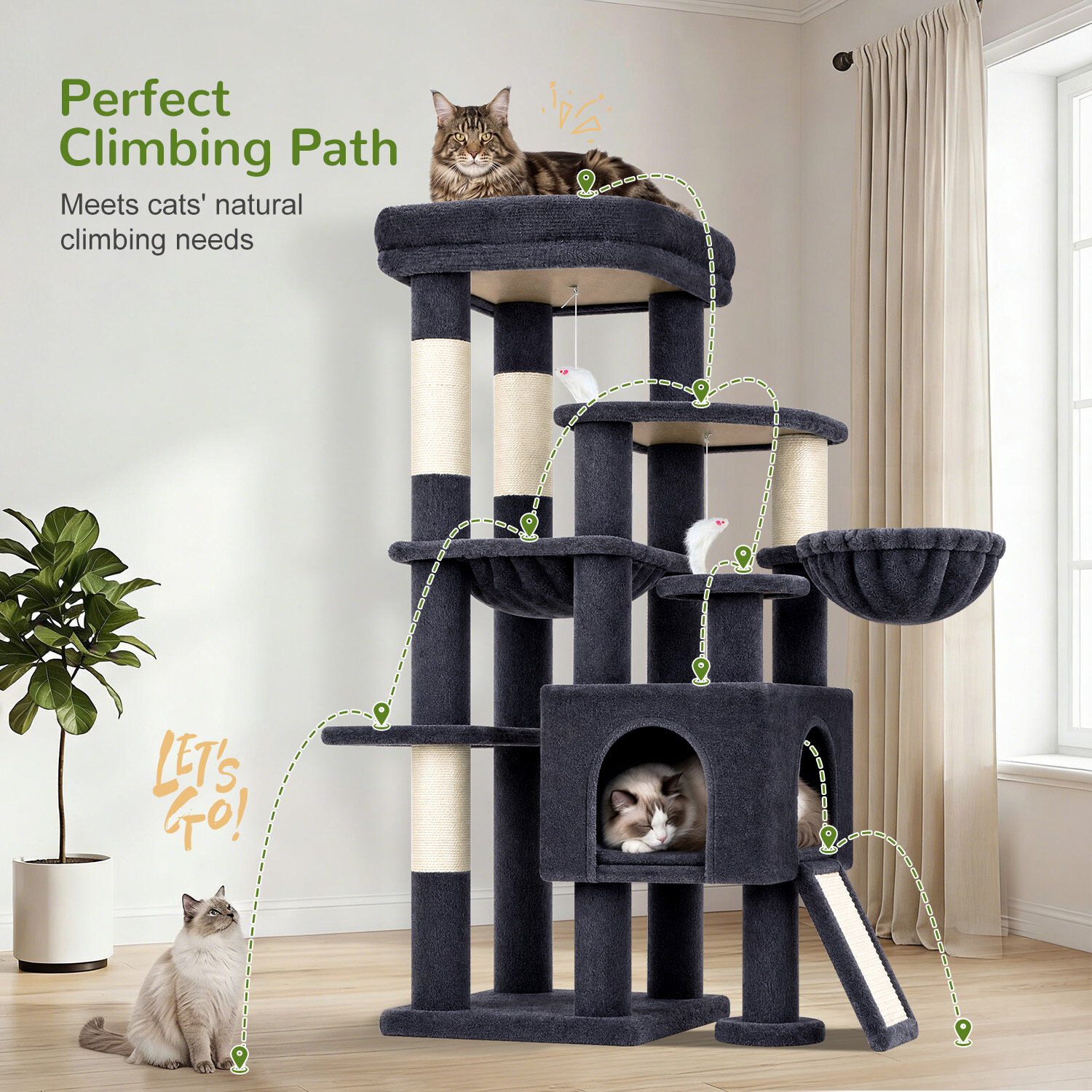globlazer-s-series-s51-arbre-chat-gris-fonc-129-cm image 8