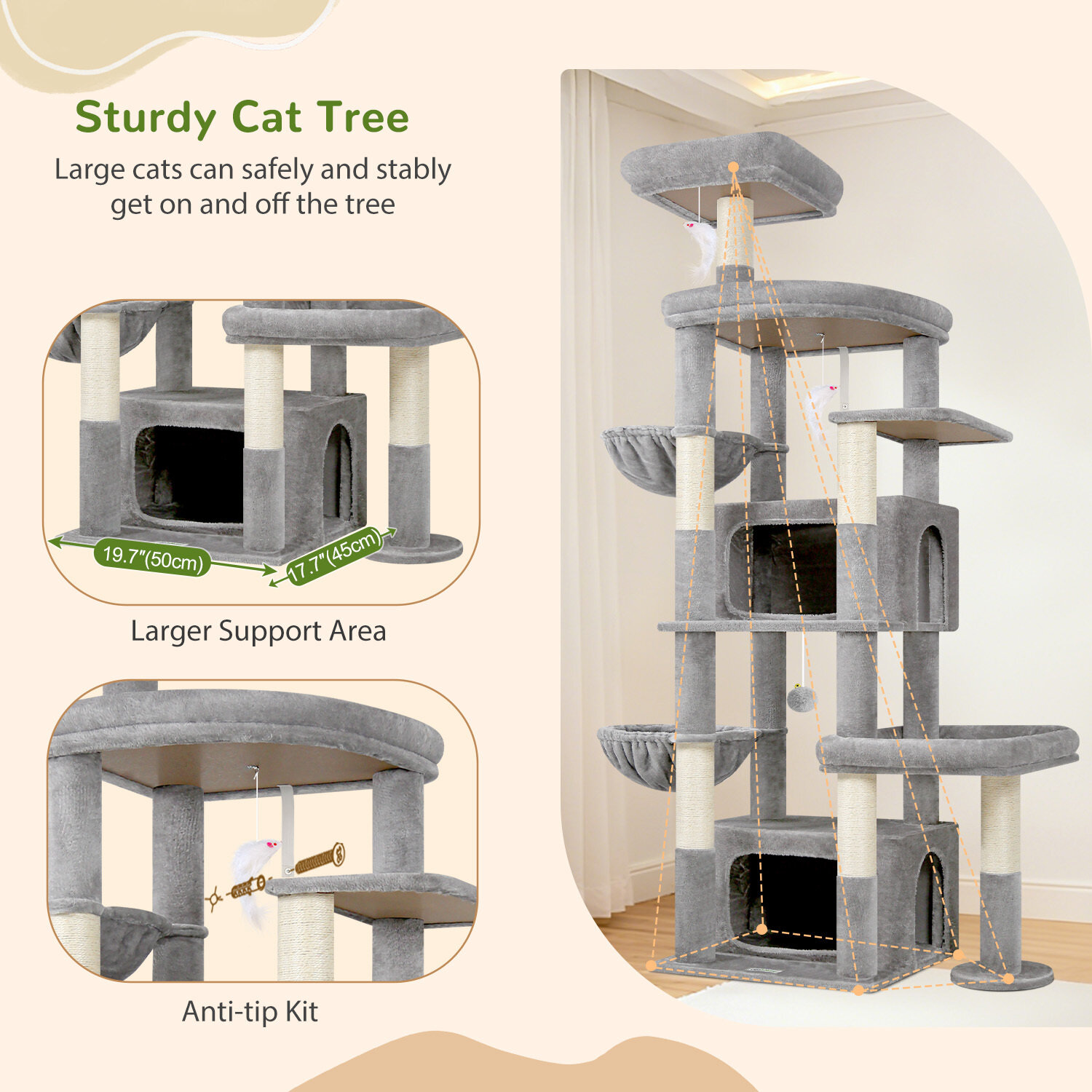 globlazer-s-series-s75-arbre-chat-gris-clair-75-pouces image 7