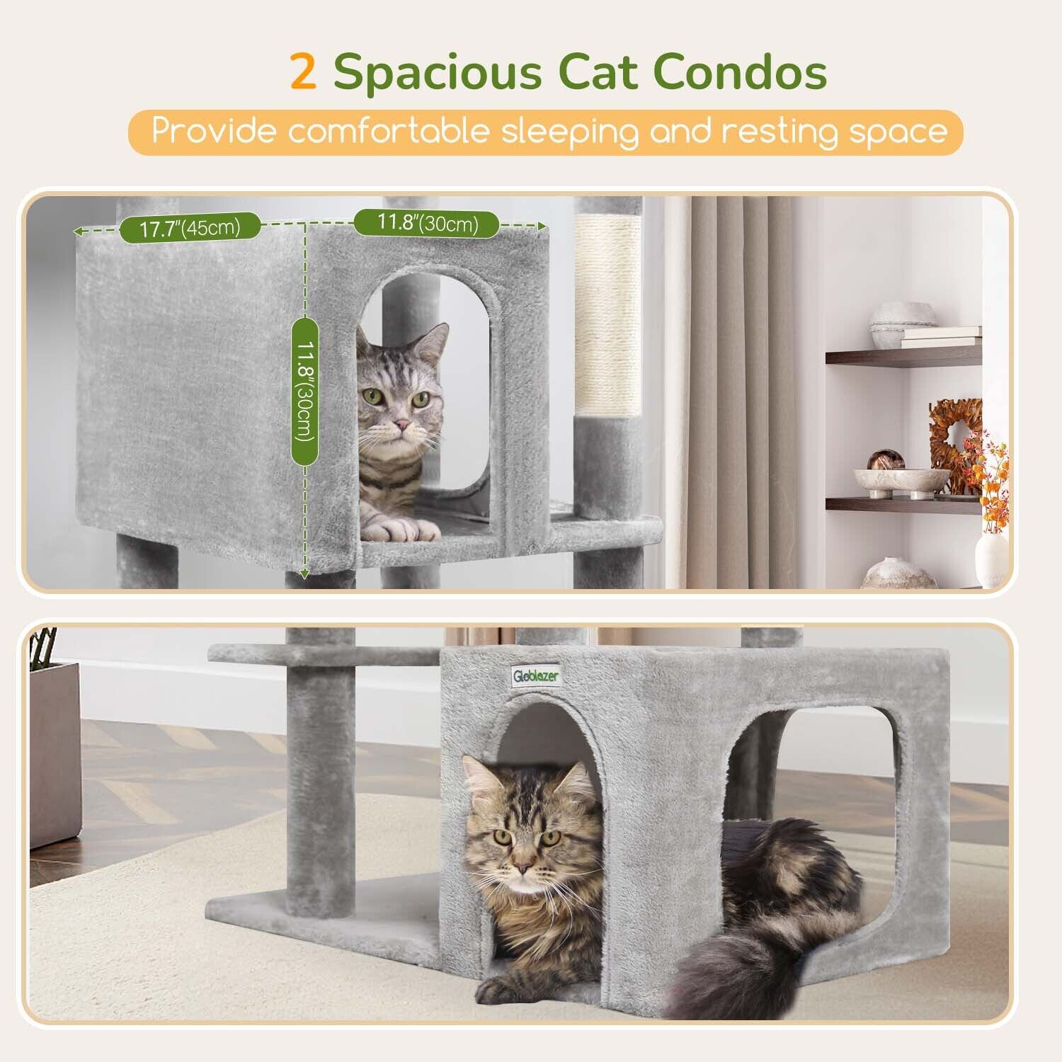 globlazer-f-series-f70e-arbre-chat-gris-clair-70-pouces image 4