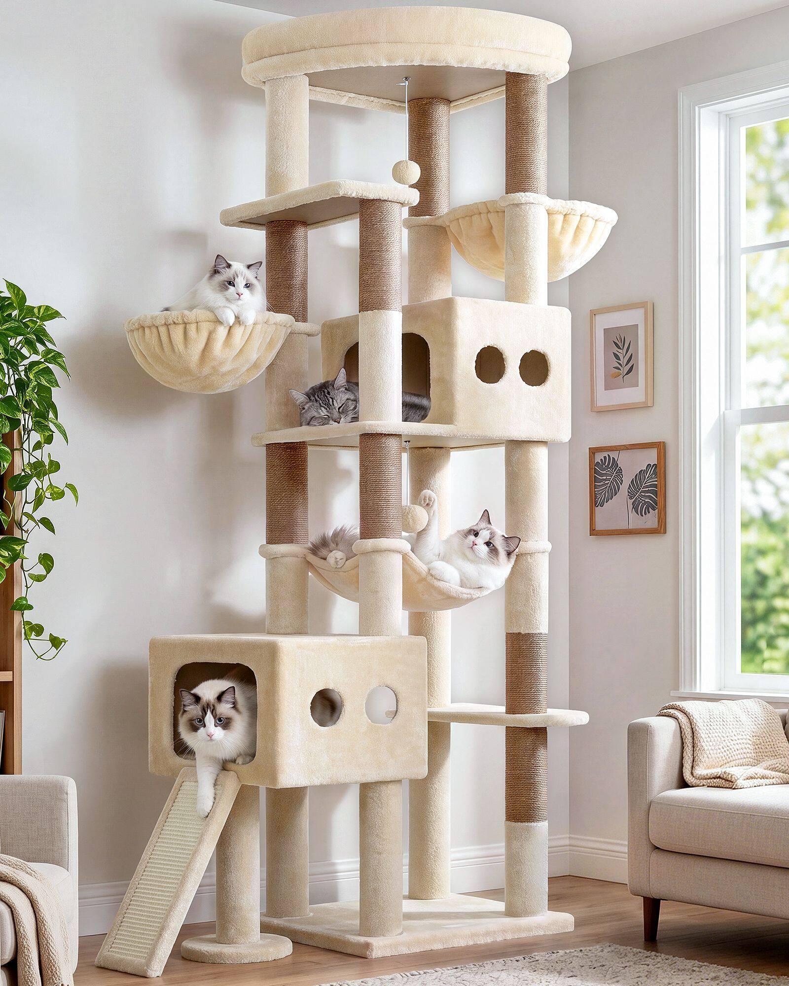 globlazer-s-series-s81g-arbre-chat-beige-81-pouces-grand image 1