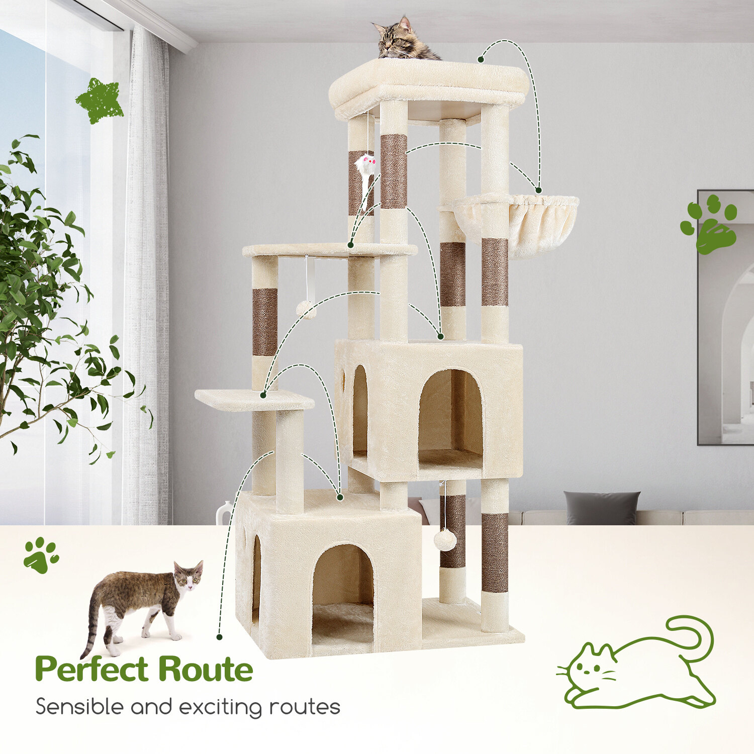 globlazer-f61-arbre-chat-beige-61-pouces-robuste image 7