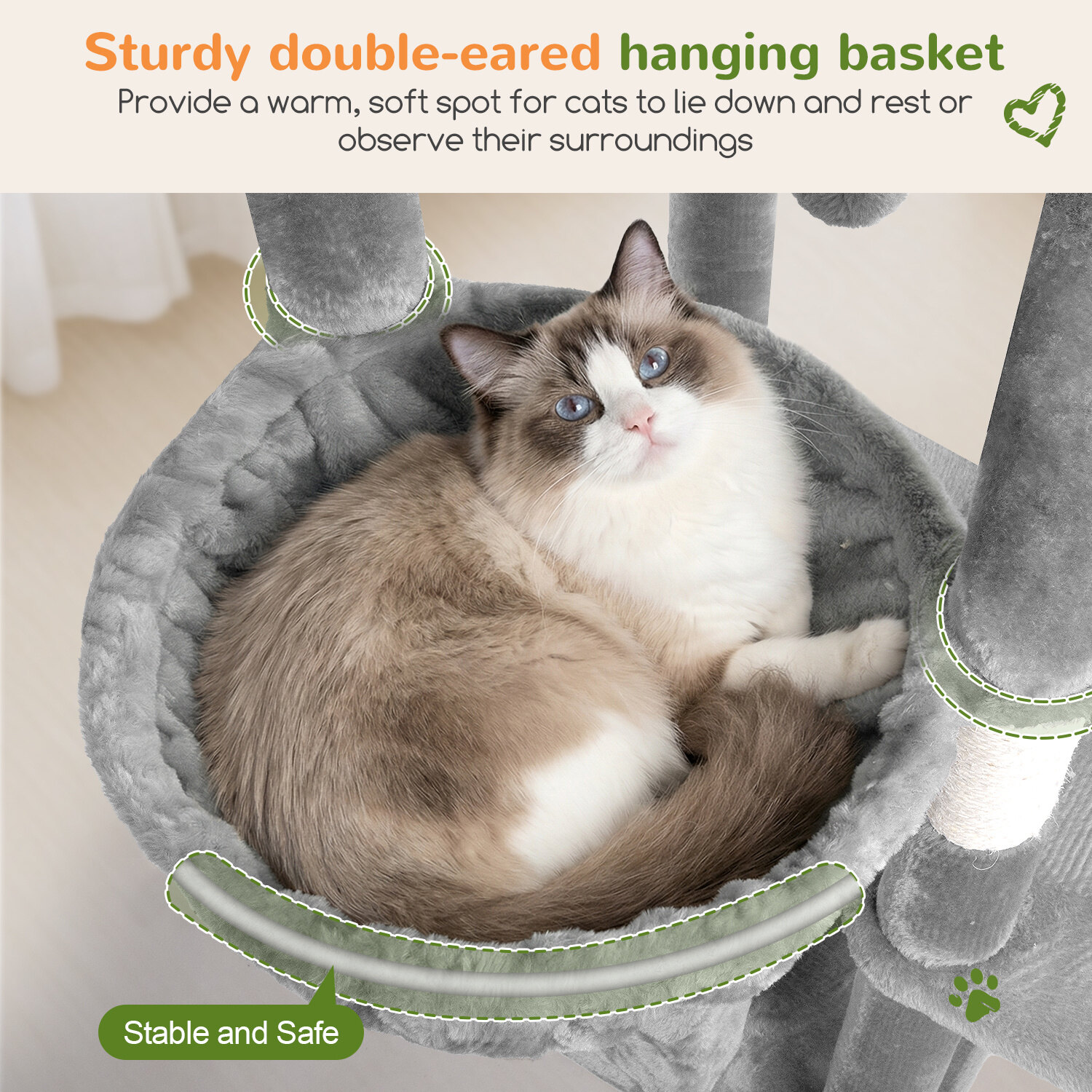 globlazer-f-series-f73c-arbre-chat-gris-clair-73-pouces-grand image 5