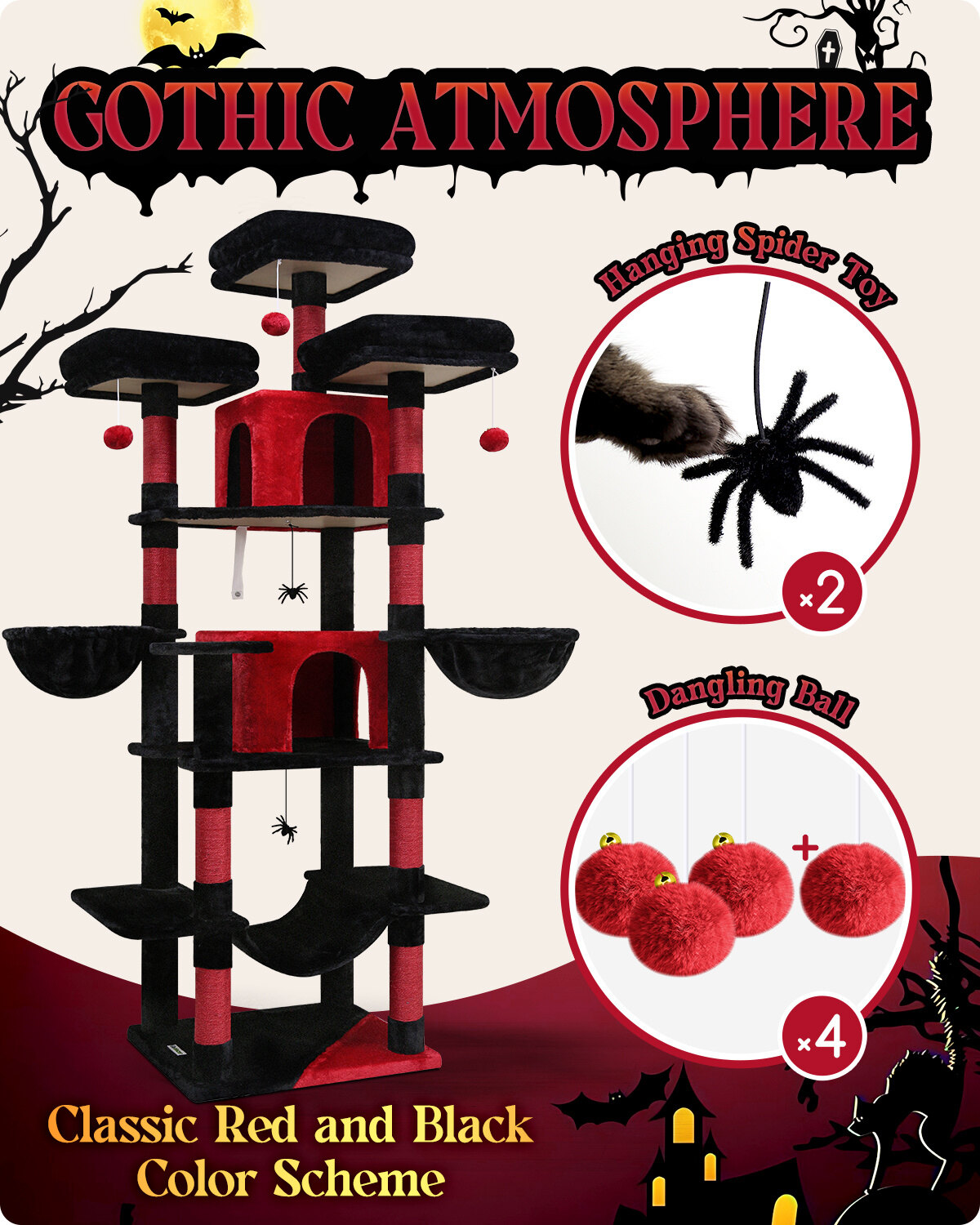 globlazer-f-series-f80-arbre-chat-noir-rouge-80-pouces image 6