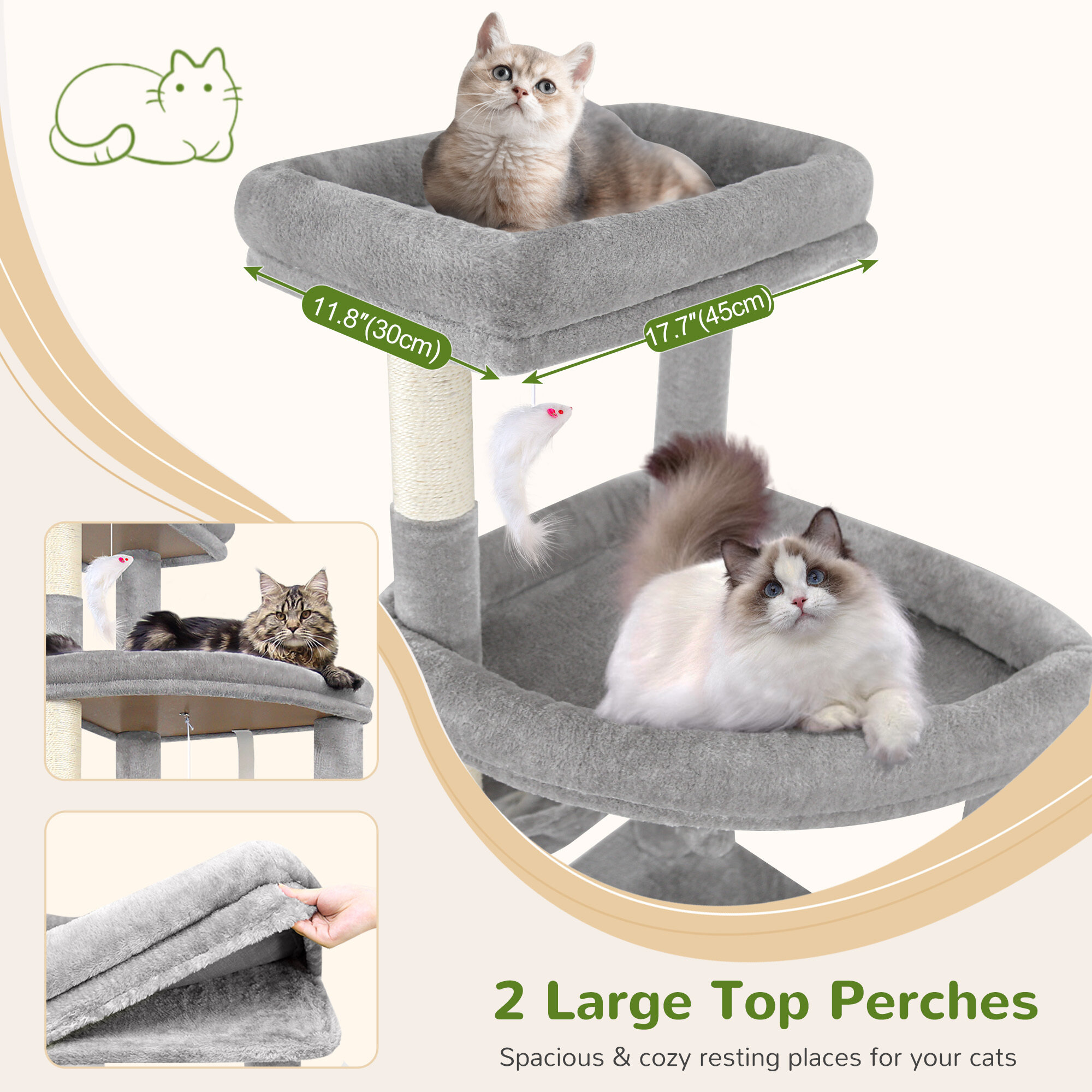 globlazer-f-series-f78c-arbre-chat-gris-clair-78-pouces-robuste image 6