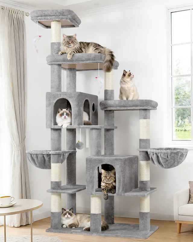 globlazer-f74f-arbre-chat-gris-clair-188-cm-grand image 1
