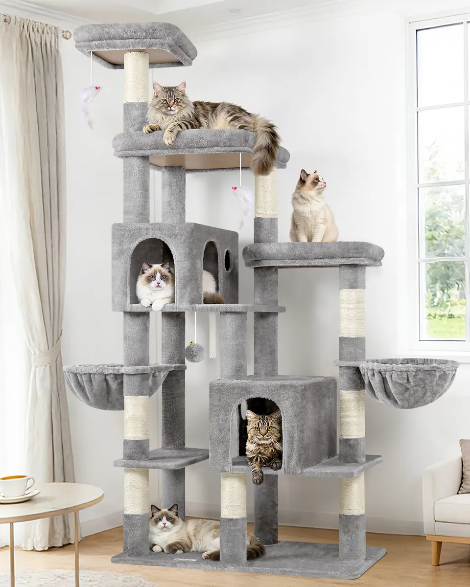 globlazer-f74f-arbre-chat-gris-clair-188-cm-grand image 1