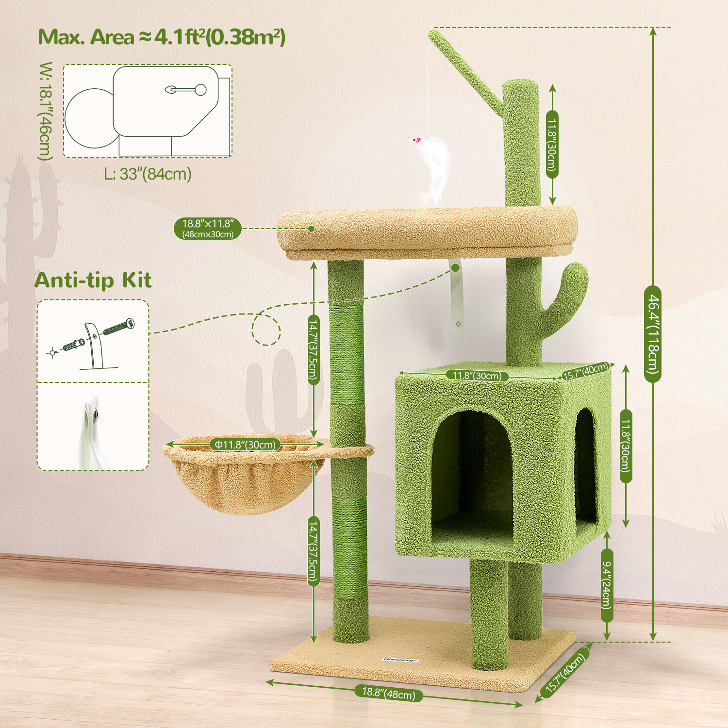 globlazer-f46c-arbre-chat-vert-46-pouces-chaton image 8