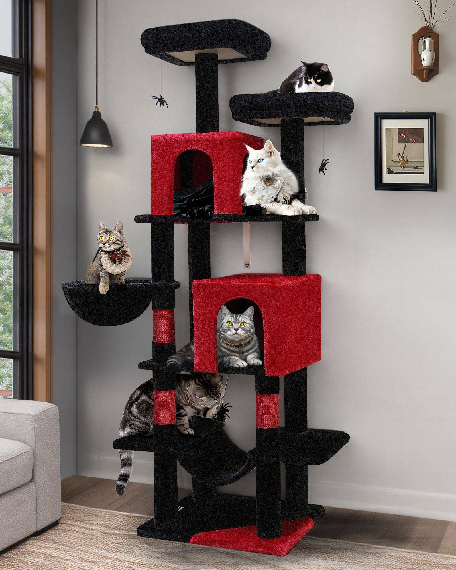 globlazer-f69-arbre-chat-noir-rouge-69-pouces-gothique image 1