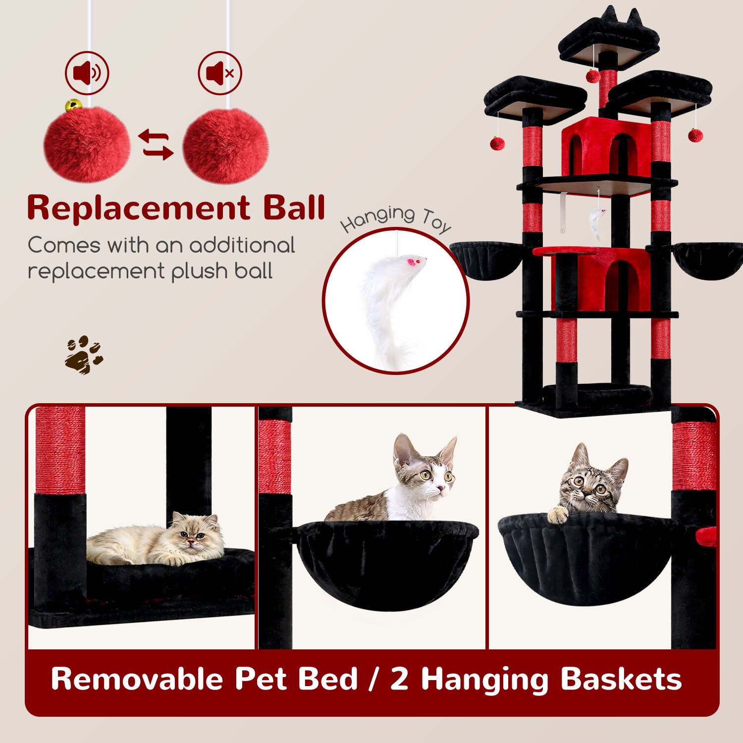 globlazer-f68b-tour-chat-rouge-noir-68-pouces-int-rieur image 6