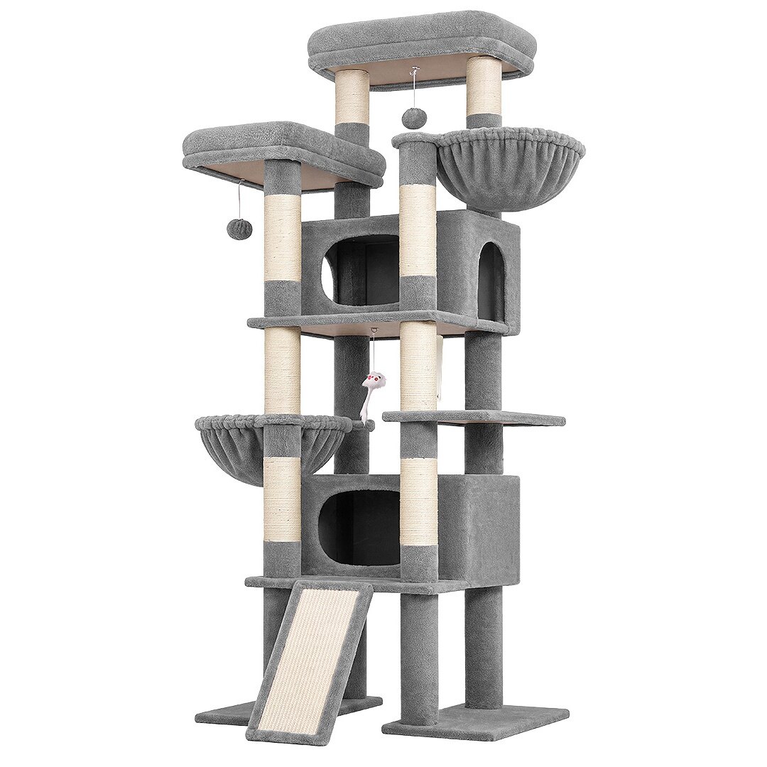 globlazer-f-series-f75g-arbre-chat-75-pouces-gris-clair-robuste image 2
