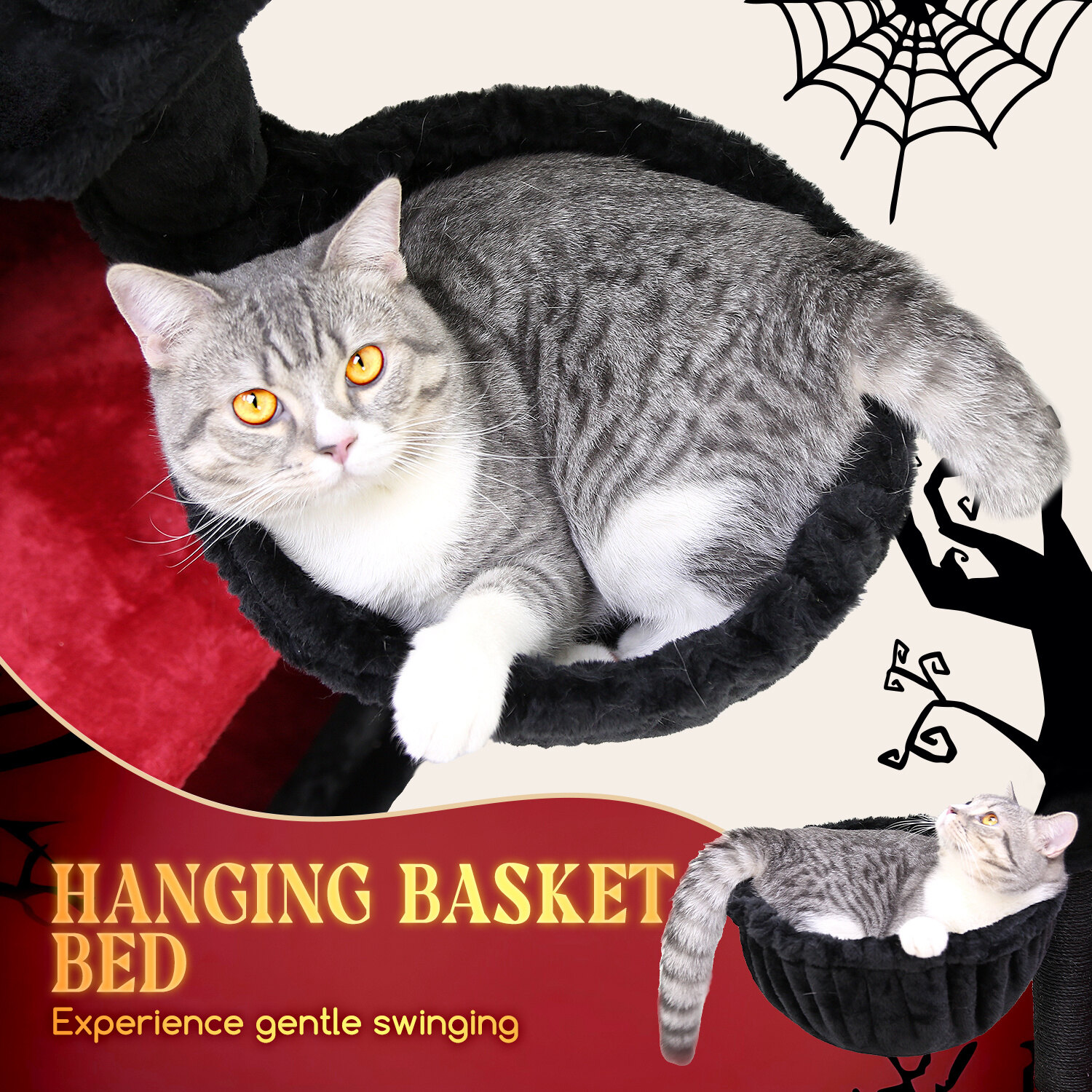 globlazer-f52-arbre-chat-132-cm-rouge-noir-gothique image 5