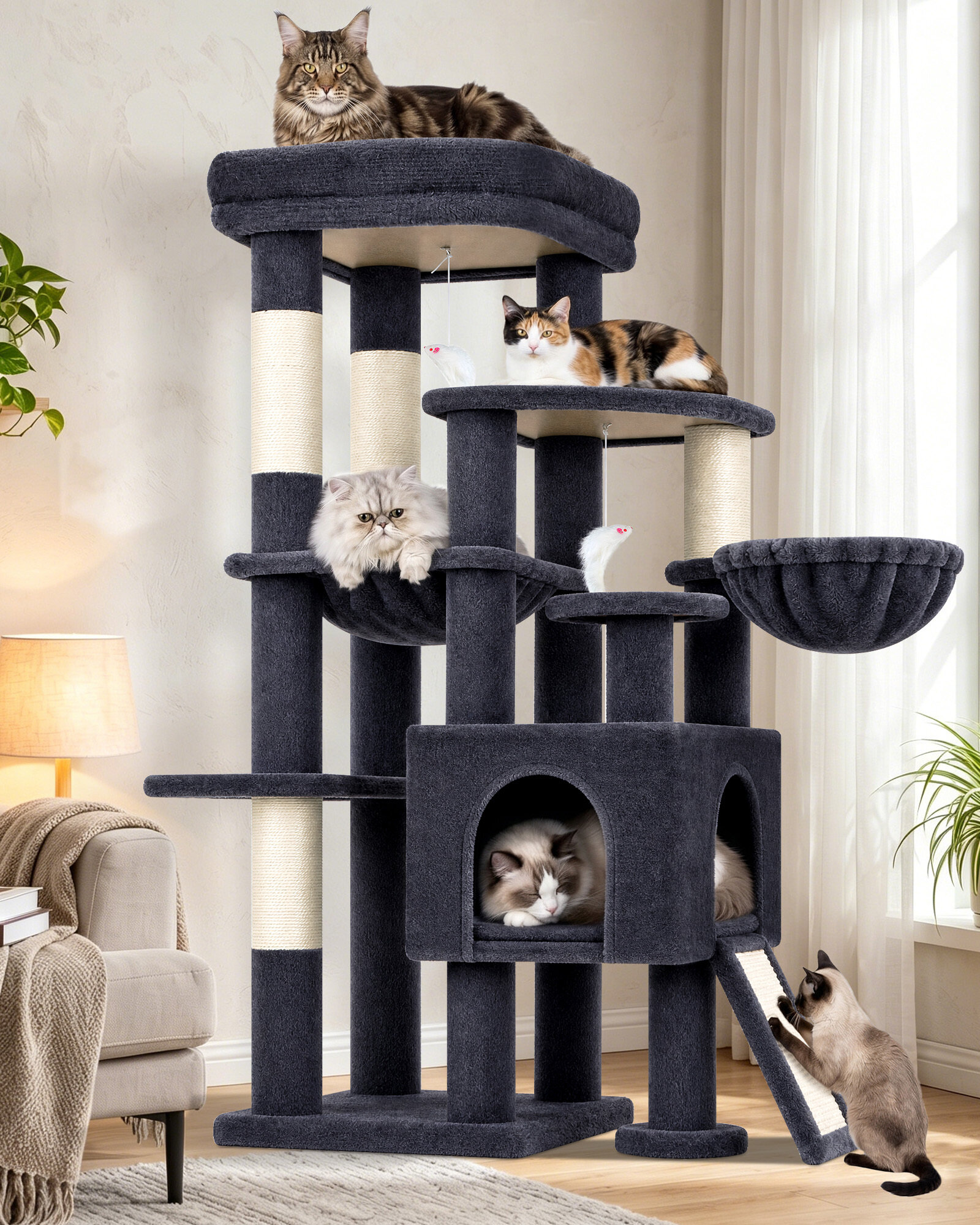 globlazer-s-series-s51-arbre-chat-gris-fonc-129-cm image 1