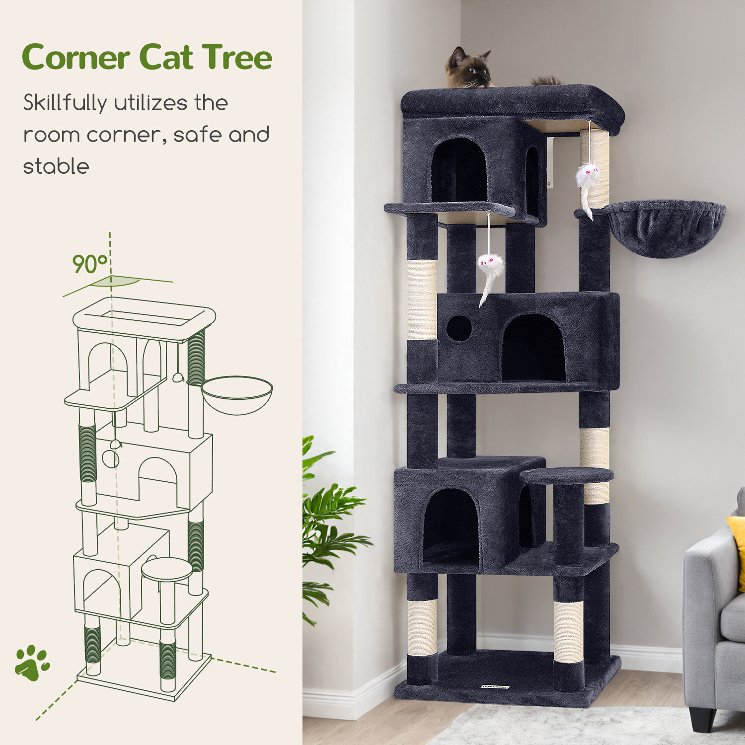 globlazer-f66-arbre-chat-66-pouces-gris-fonc image 6