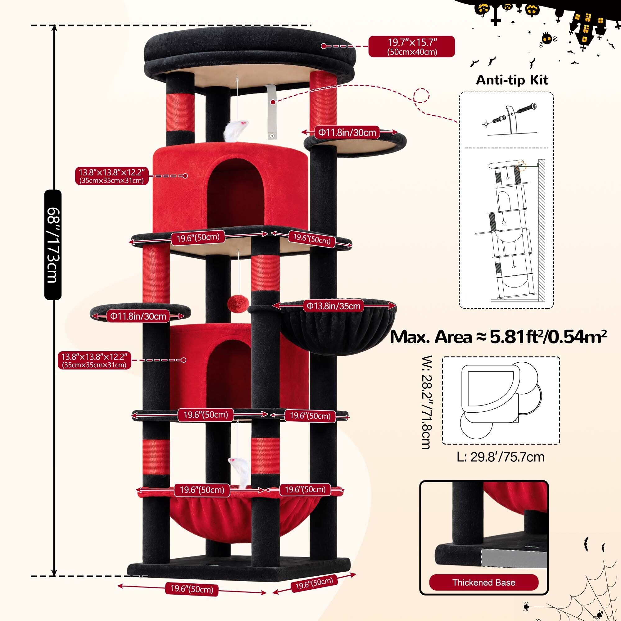 globlazer-c68-c-series-arbre-chat-d-angle-rouge-68-pouces image 7