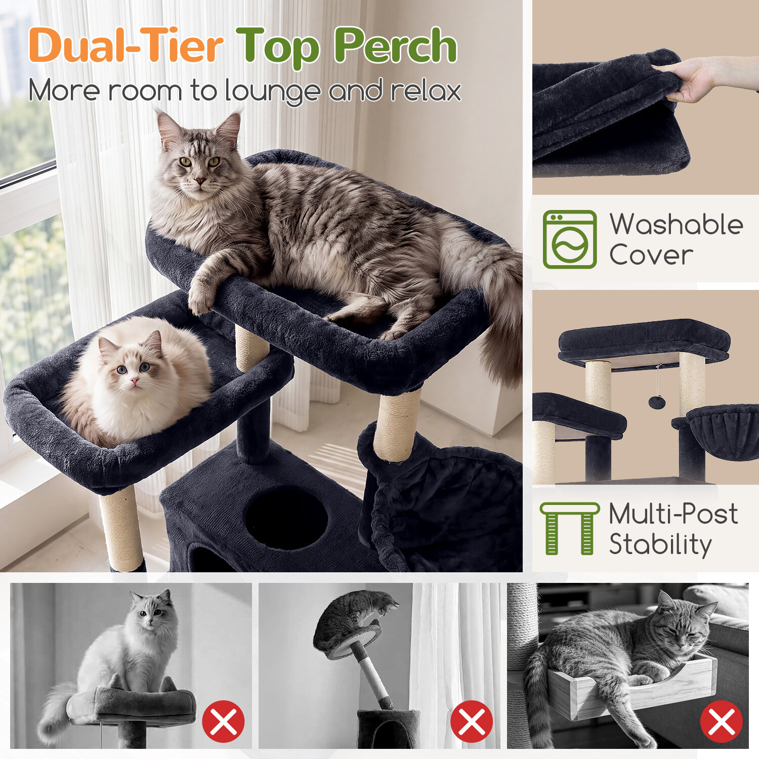 globlazer-f81e-arbre-chat-xxl-gris-206-cm-grand-chat image 3