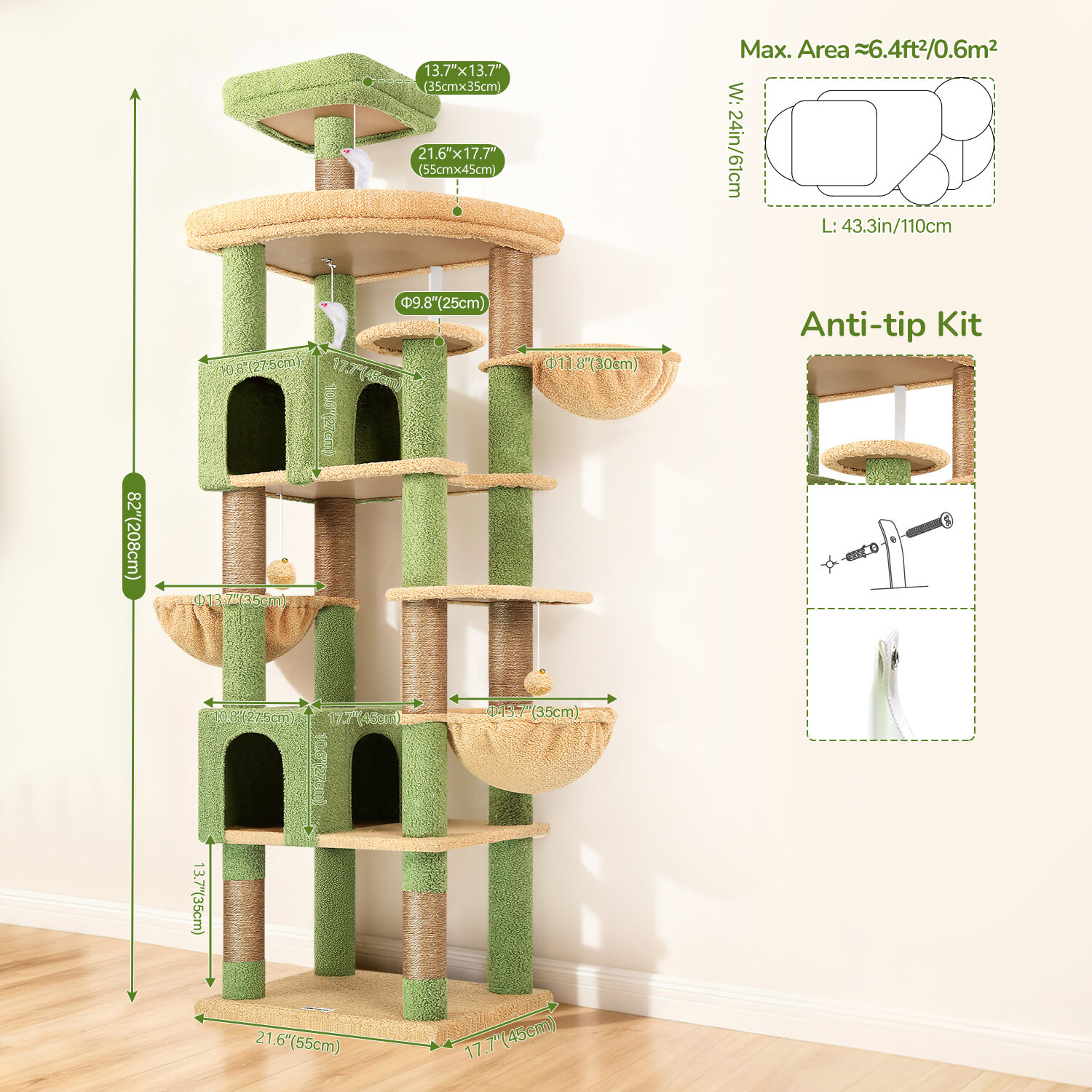 globlazer-s82-arbre-chat-cactus-vert-208-cm image 7