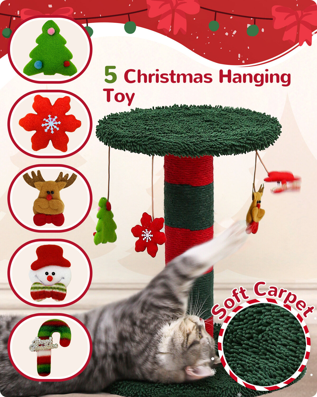 globlazer-xmas31-griffoir-chat-rouge-vert-31-pouces-no-l image 5