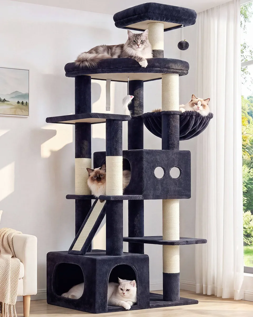 globlazer-f74-arbre-chat-188-cm-gris-fonc-grands-chats image 1