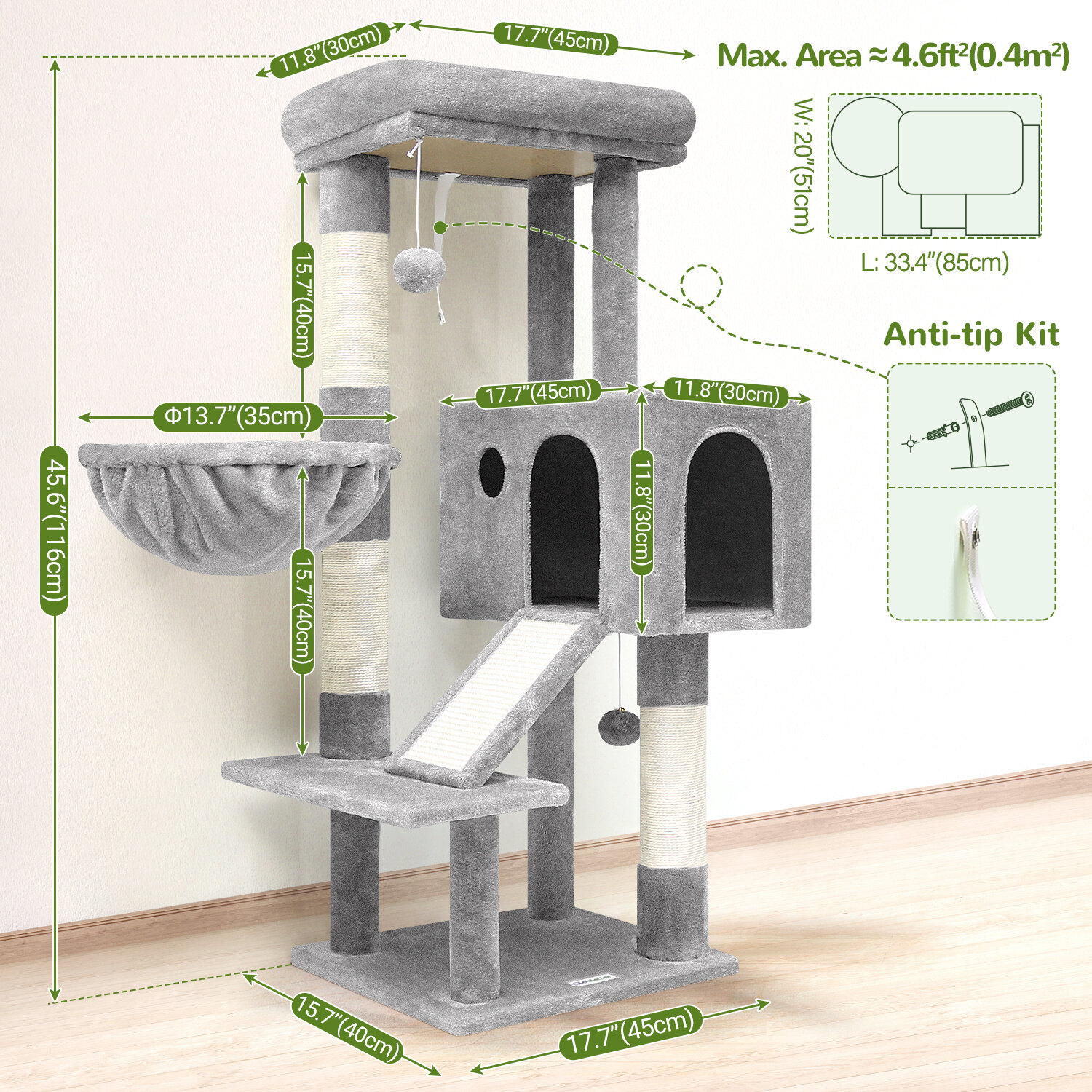 globlazer-s45-arbre-chat-gris-clair-114-cm image 7
