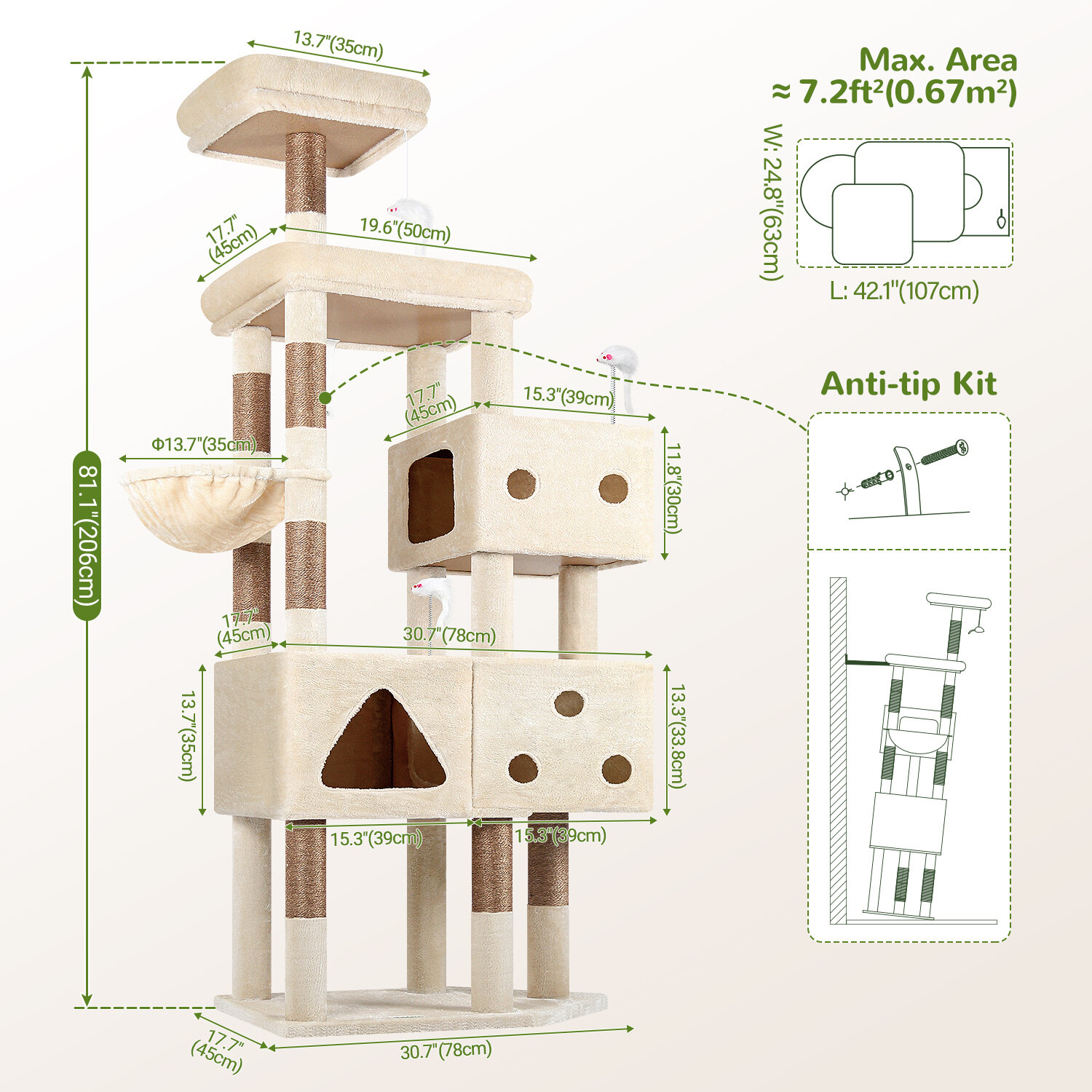 globlazer-f81-arbre-chat-81-pouces-beige-large image 8