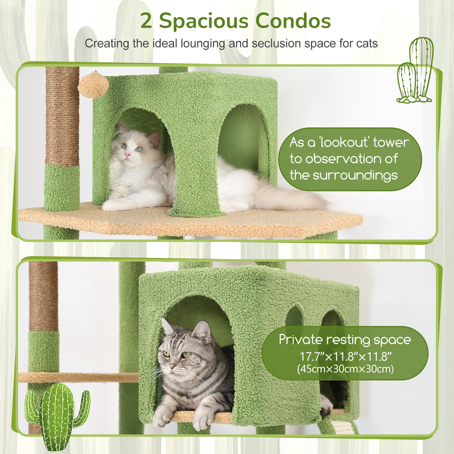 globlazer-f70-pro-arbre-chat-cactus-vert-70-pouces-niche image 4