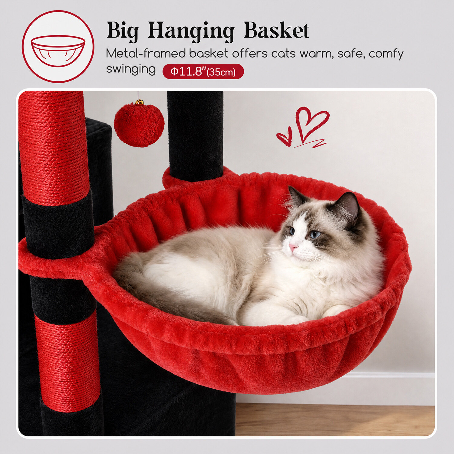 globlazer-s52-arbre-chat-52-pouces-rouge-noir image 5