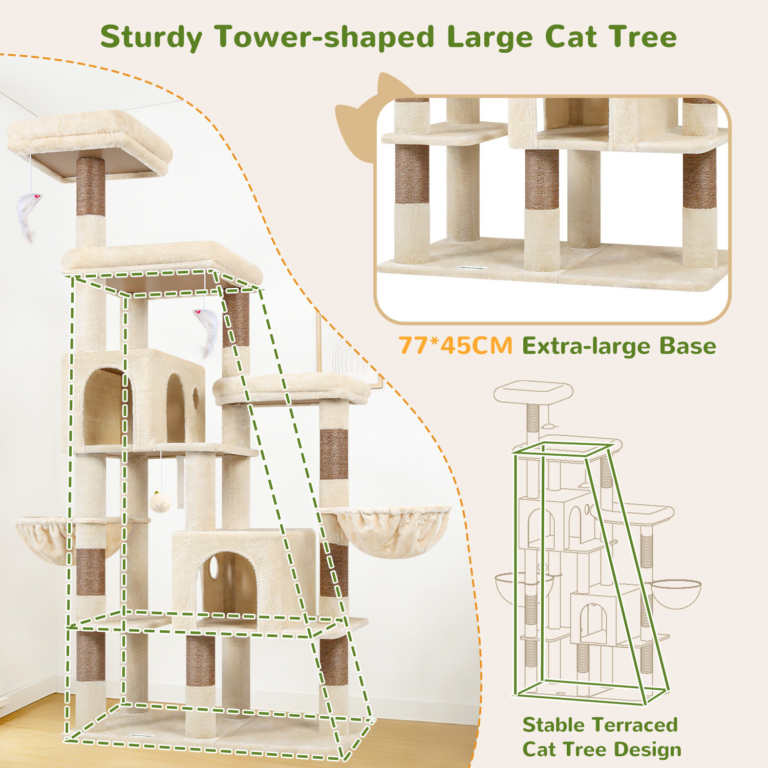 globlazer-f-series-f74f-arbre-chat-beige-74-pouces-stable image 6