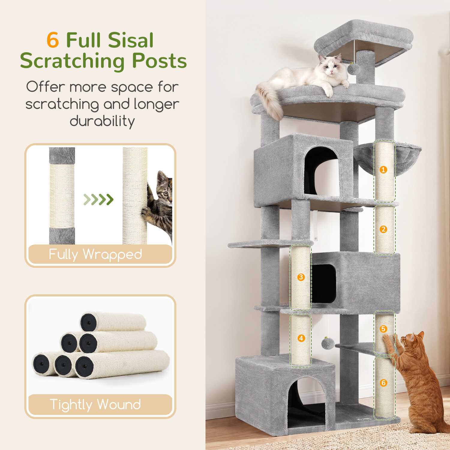 globlazer-s80-arbre-chat-gris-clair-80-pouces-cachette image 5