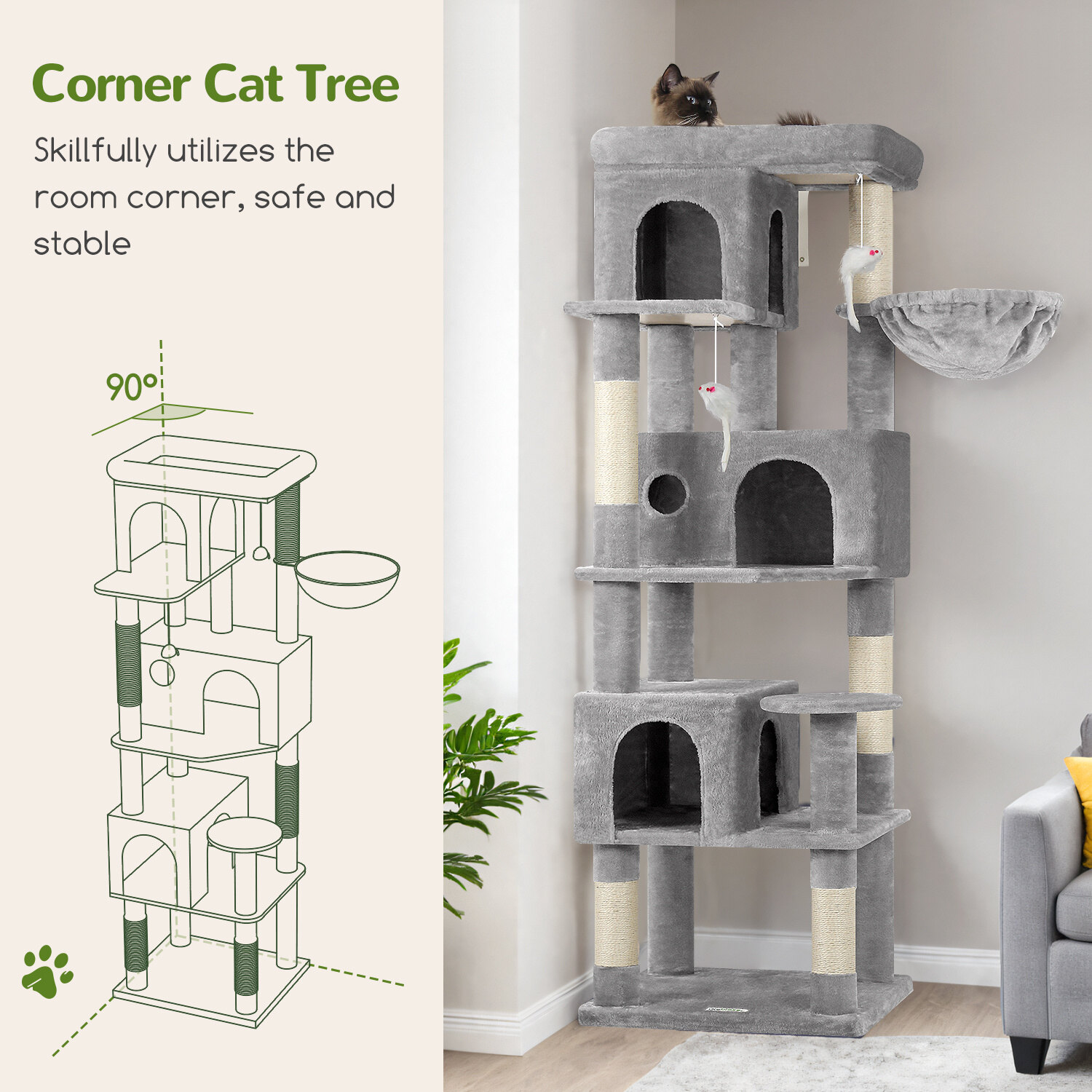 globlazer-f-series-f66-arbre-chat-gris-clair-168-cm image 6