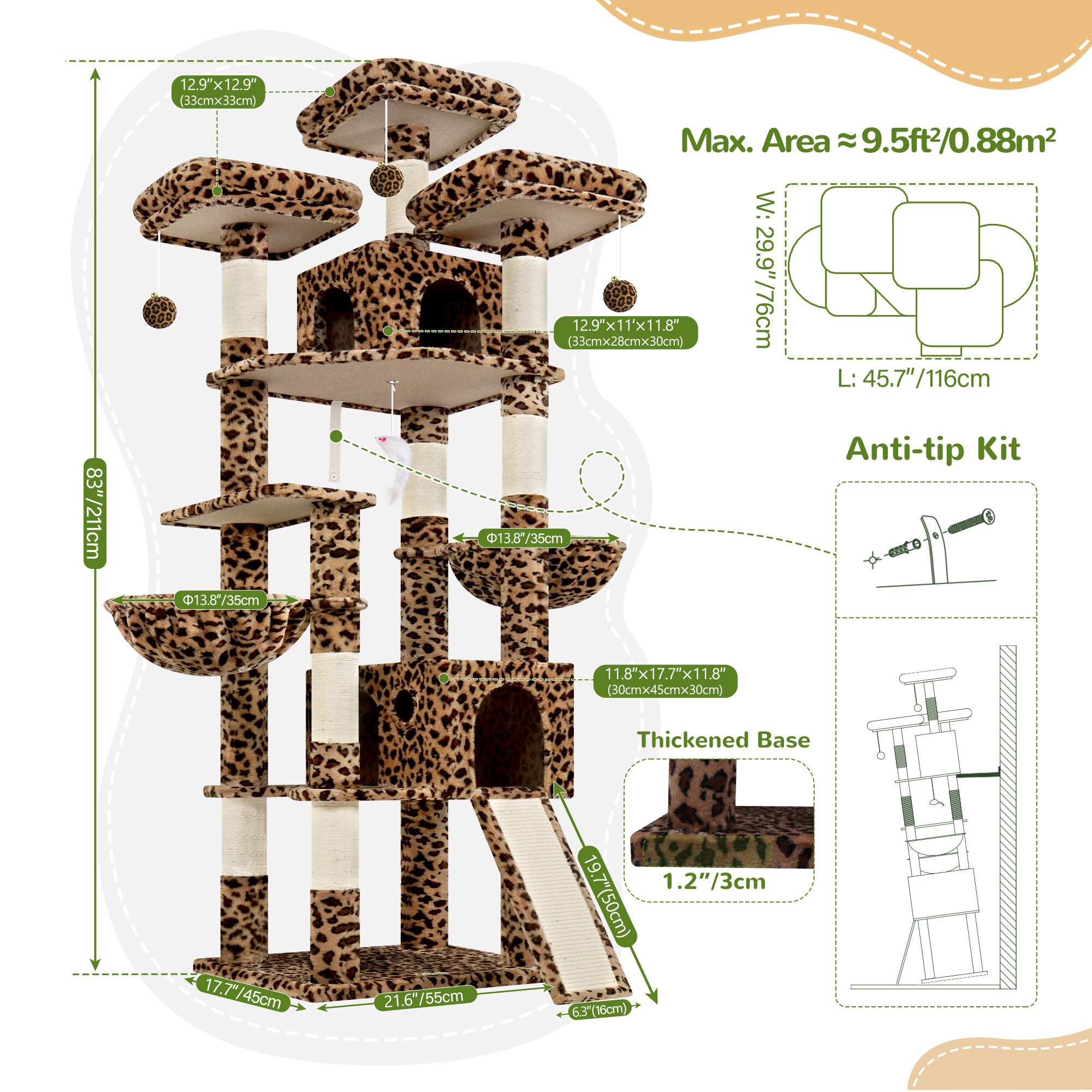 globlazer-f-series-f83d-arbre-chat-l-opard-83-pouces-xxl image 6