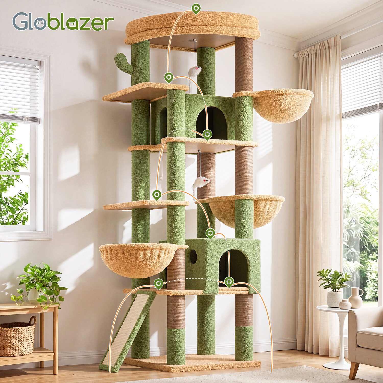 globlazer-s-series-s78g-arbre-chat-78-pouces-vert-cactus-xxl image 8