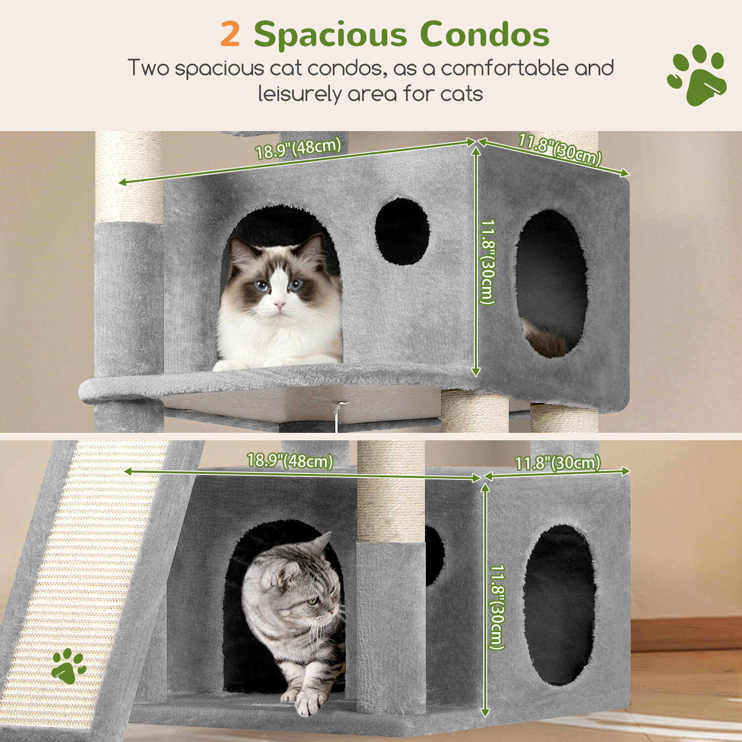 globlazer-f-series-f73c-arbre-chat-gris-clair-73-pouces-grand image 4