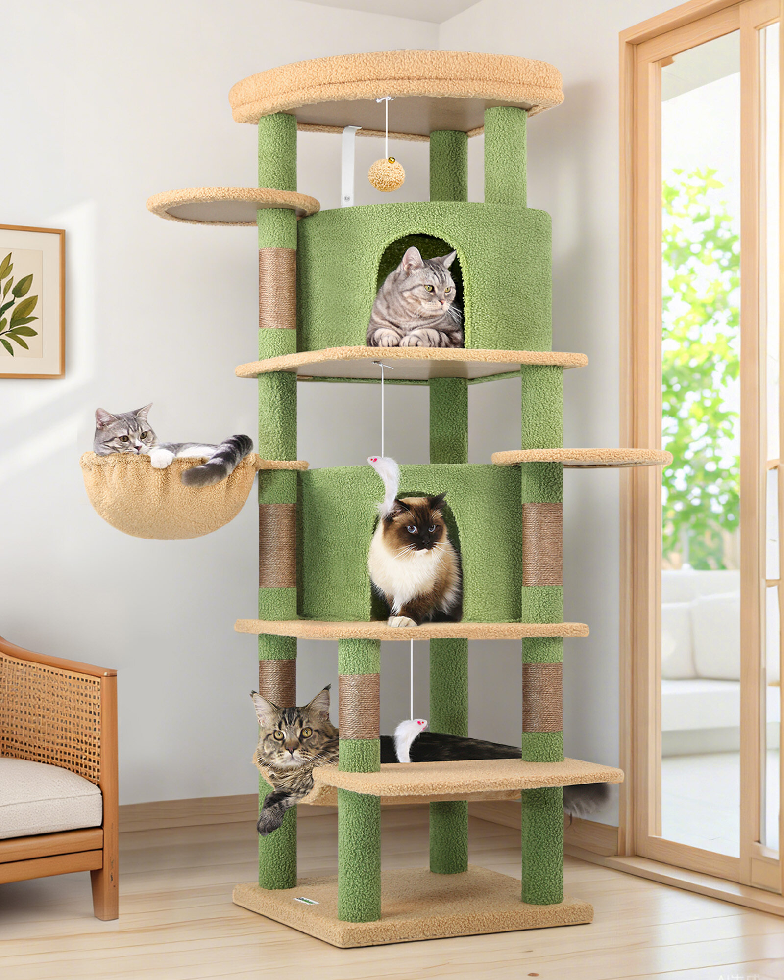 globlazer-c-series-c66-arbre-chat-vert-cactus-66-pouces-angle image 6