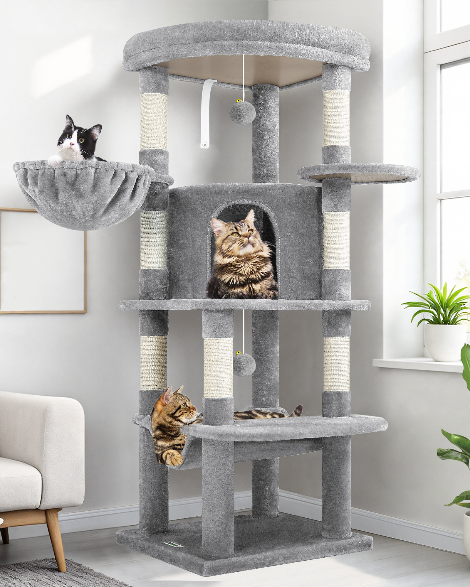 globlazer-c51-arbre-chat-angle-130-cm-gris-clair image 1
